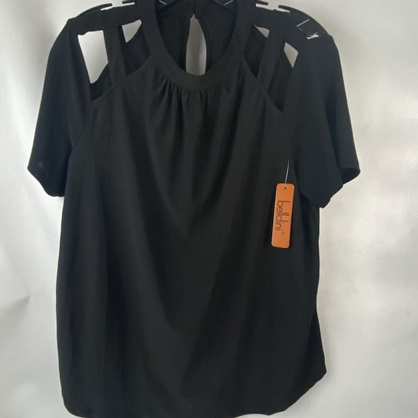 bellini Black Cold Shoulder Top Sz L