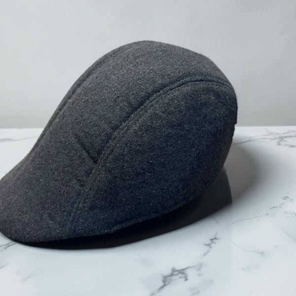 Unbranded Newsboy Flat Cap Size Large 58 Dark Grey Cotton Blend Cabbie Hat