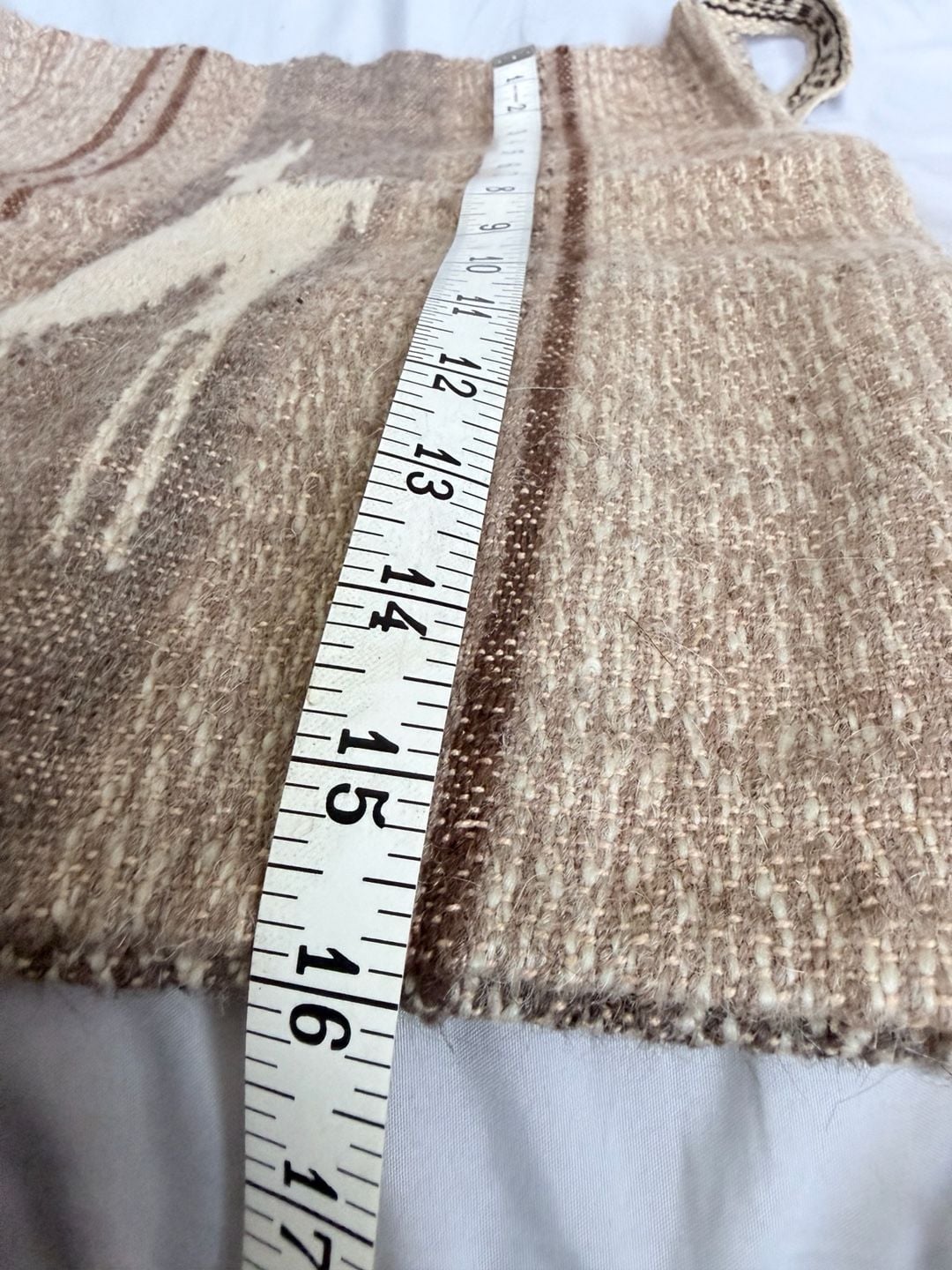 Peruvian Alpaca Wool Crossbody Bag Llama Motif Brown Tassels 11