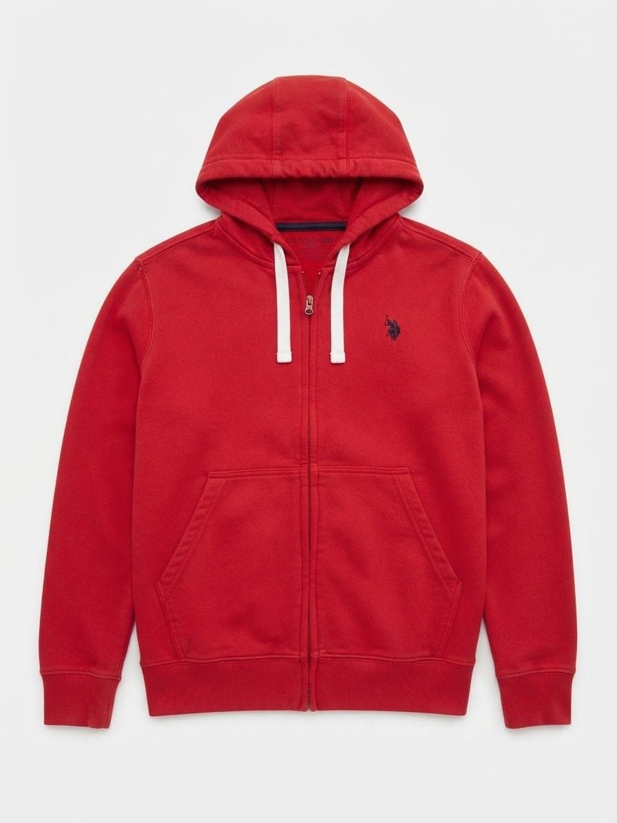 U.S. Polo Assn. Zip-Up Hoodie Size M Red 7