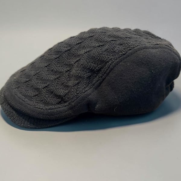 Aldo Newsboy Cap Size L Black Knit Flat Hat