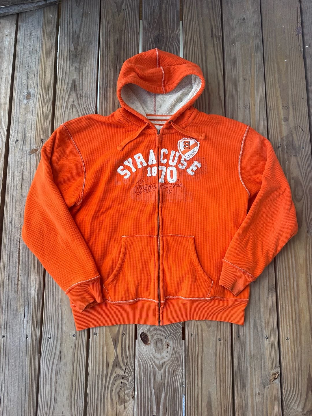 J. America Syracuse Orange Full Zip Hoodie Size XL Orange Thermal 2