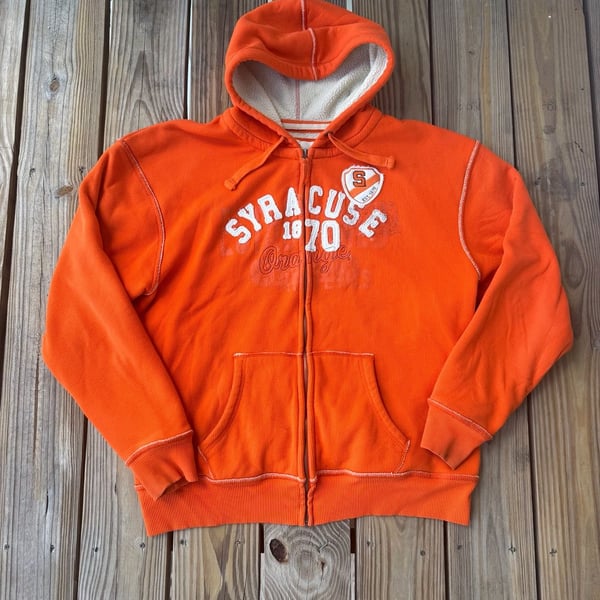 J. America Syracuse Orange Full Zip Hoodie Size XL Orange Thermal