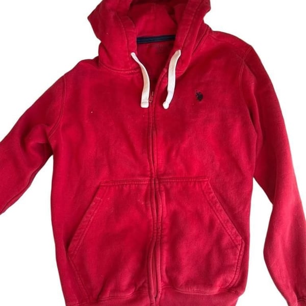 U.S. Polo Assn. Zip-Up Hoodie Size M Red