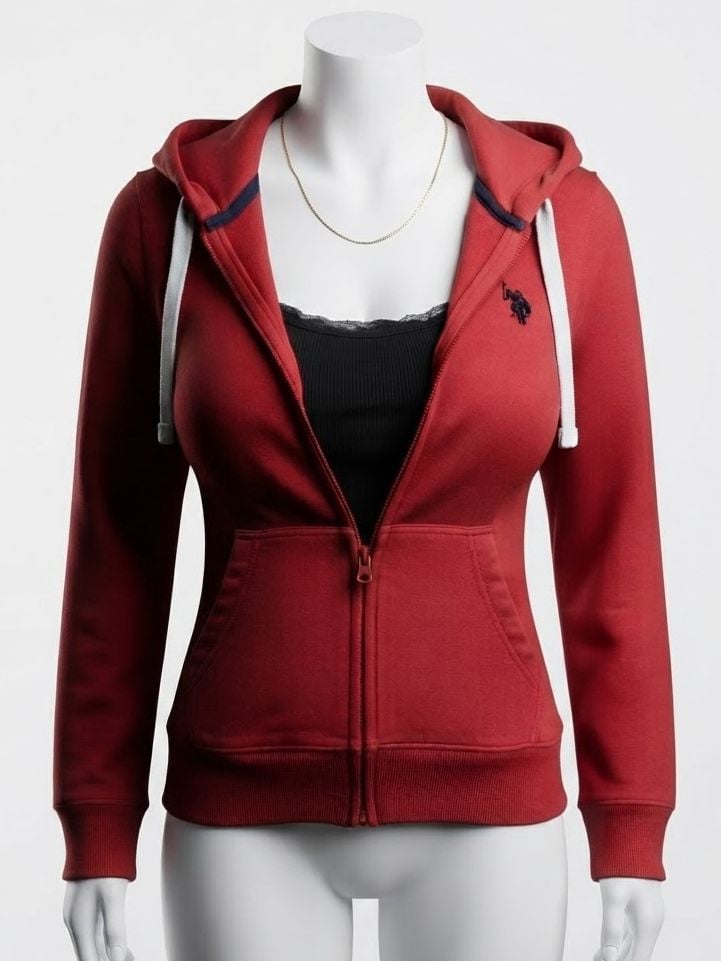 U.S. Polo Assn. Zip-Up Hoodie Size M Red 9