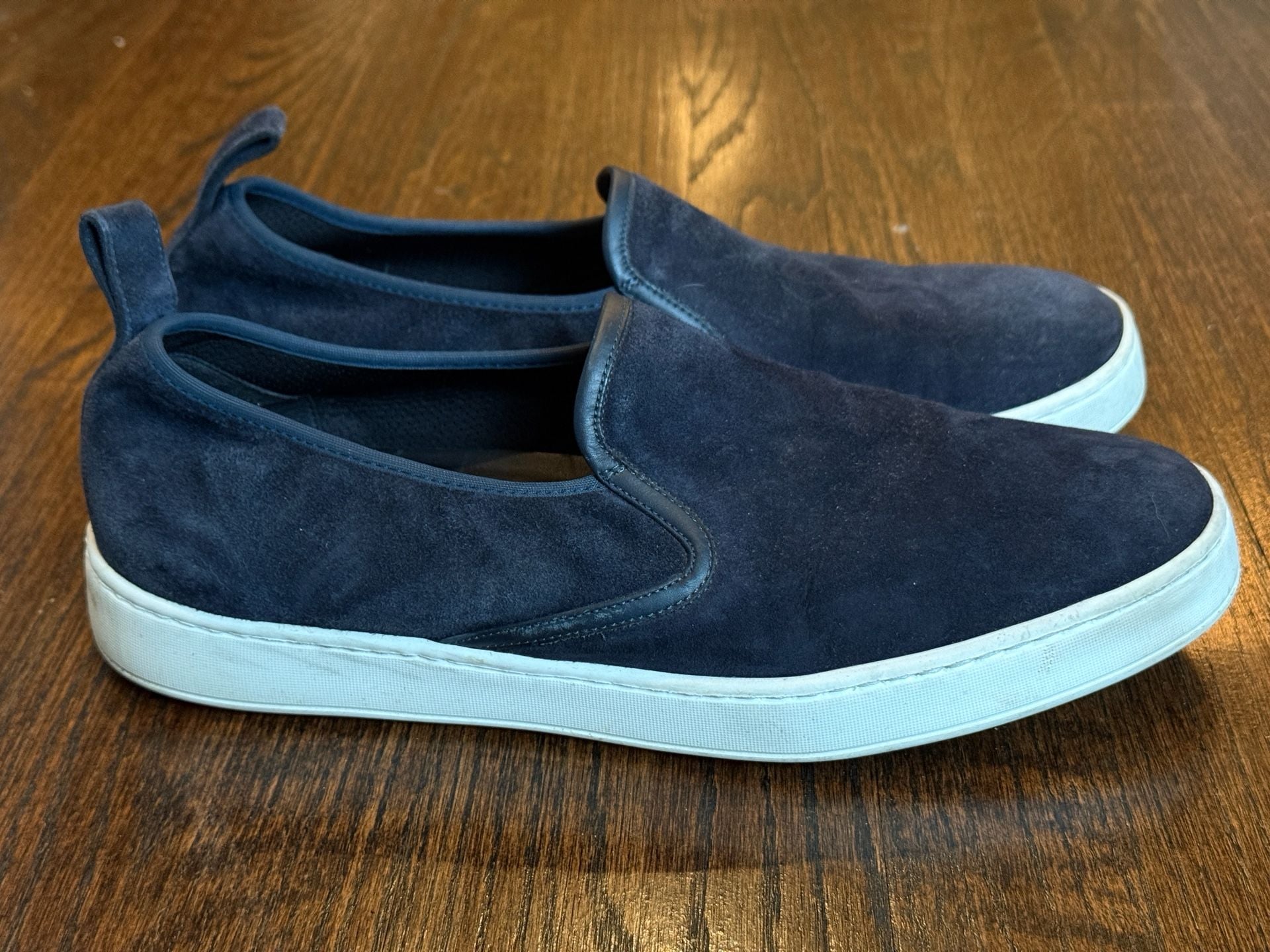 SANTONI low top men's blue suede slip-on sneakers - made in Italy / 43EU / 9.5US 7