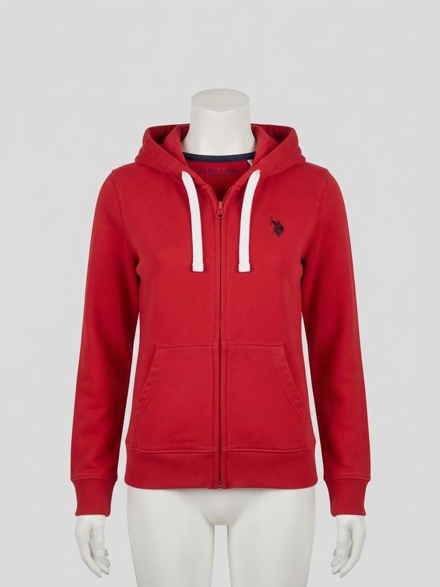 U.S. Polo Assn. Zip-Up Hoodie Size M Red 10