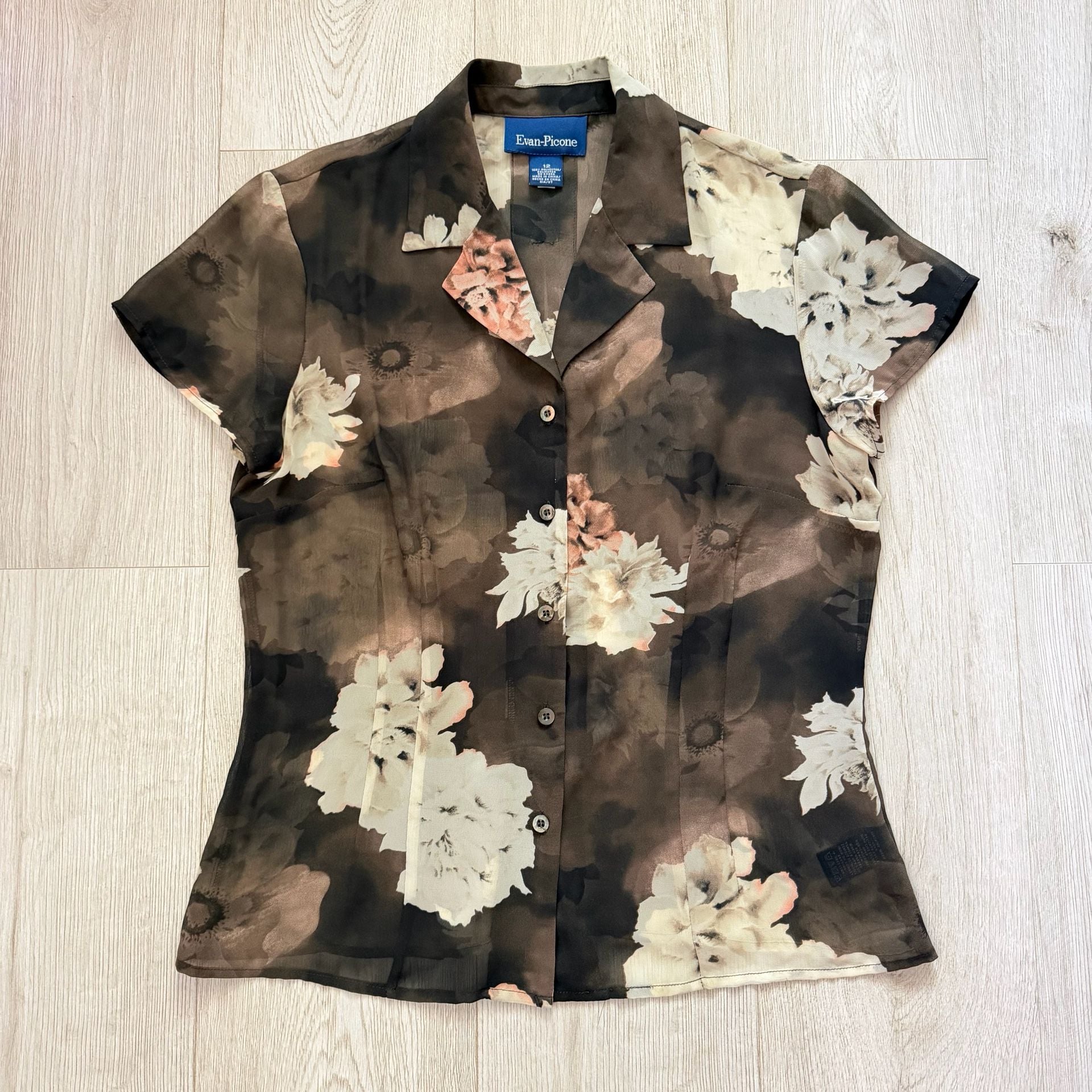 Evan-Picone Floral Shirt Size 12 7