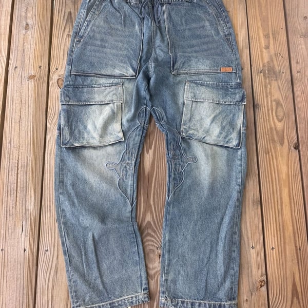 Billionaire Boys Club Bronco Cargo Jeans Size XXL Blue Denim