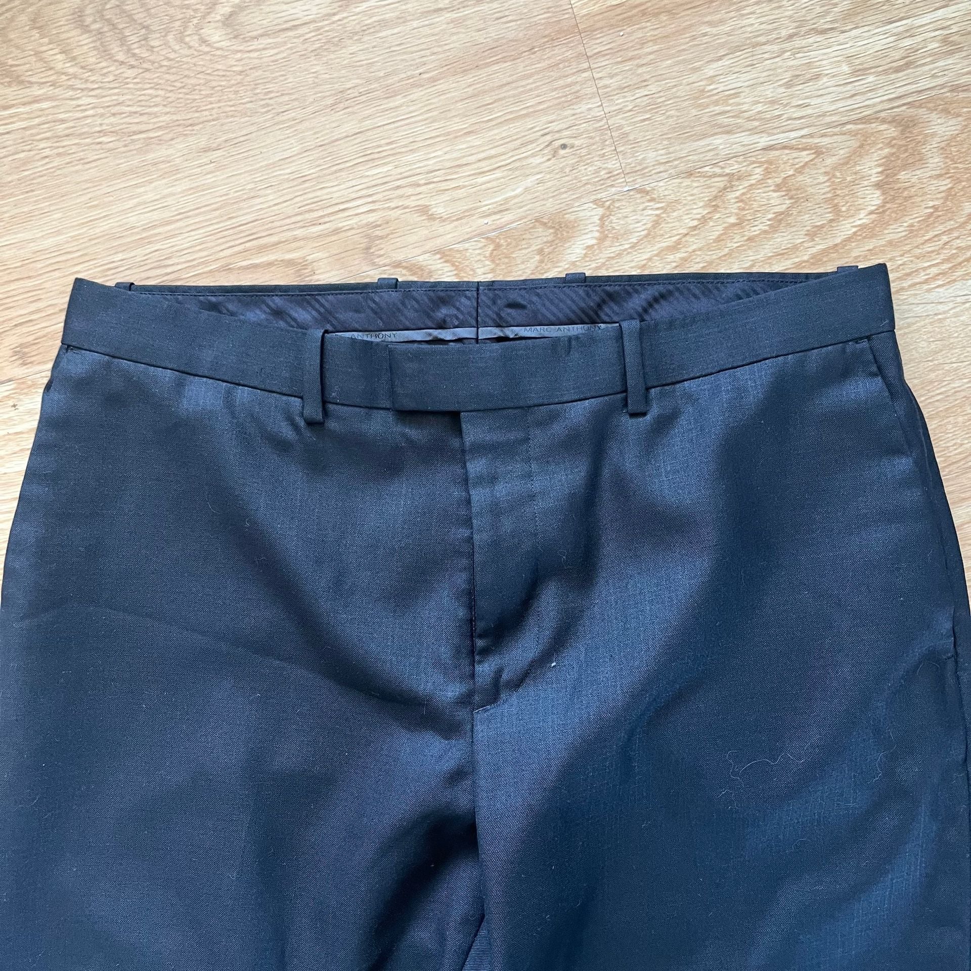 Marc Anthony Dress Pants Size 34x32 Black Flat Front Trousers 3