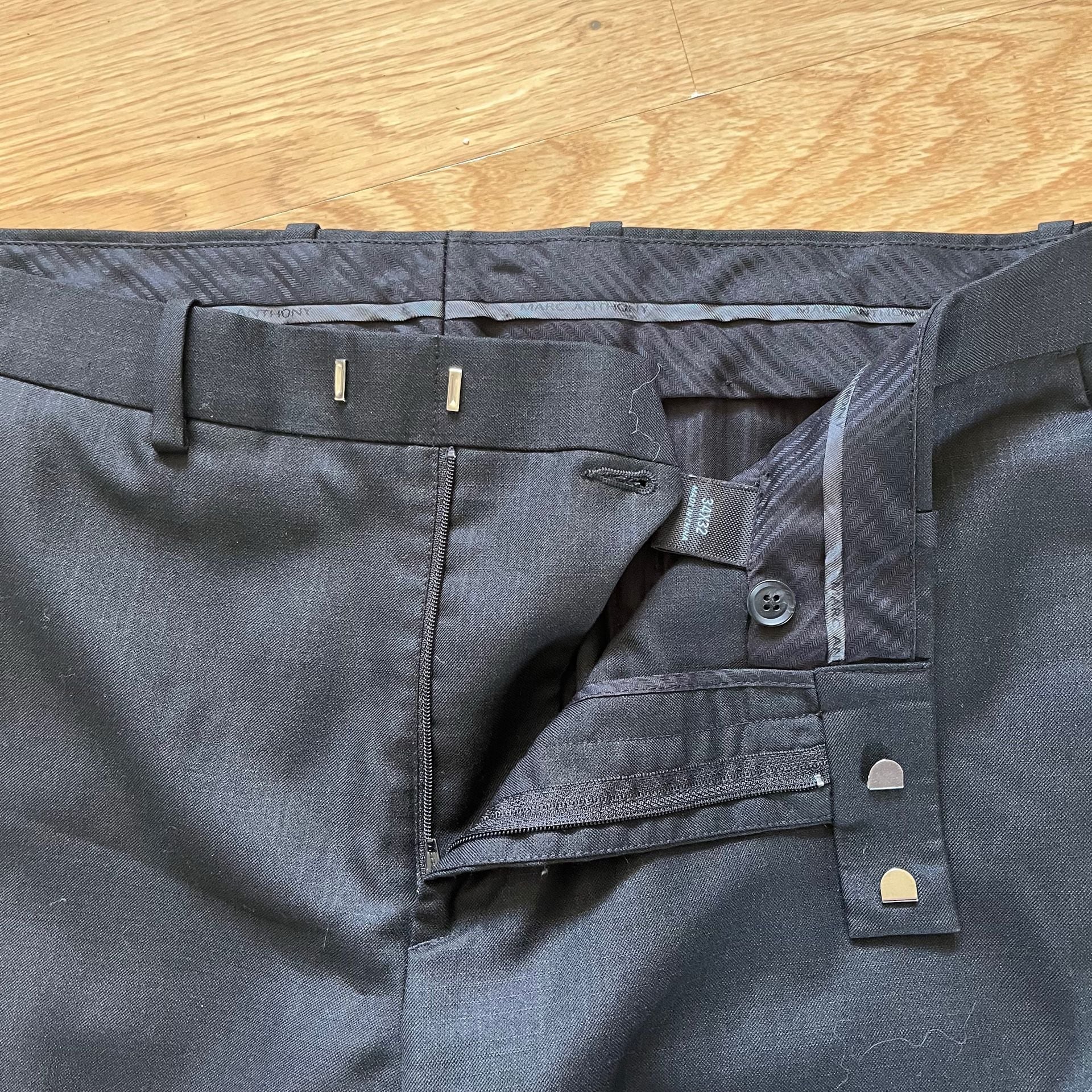 Marc Anthony Dress Pants Size 34x32 Black Flat Front Trousers 4