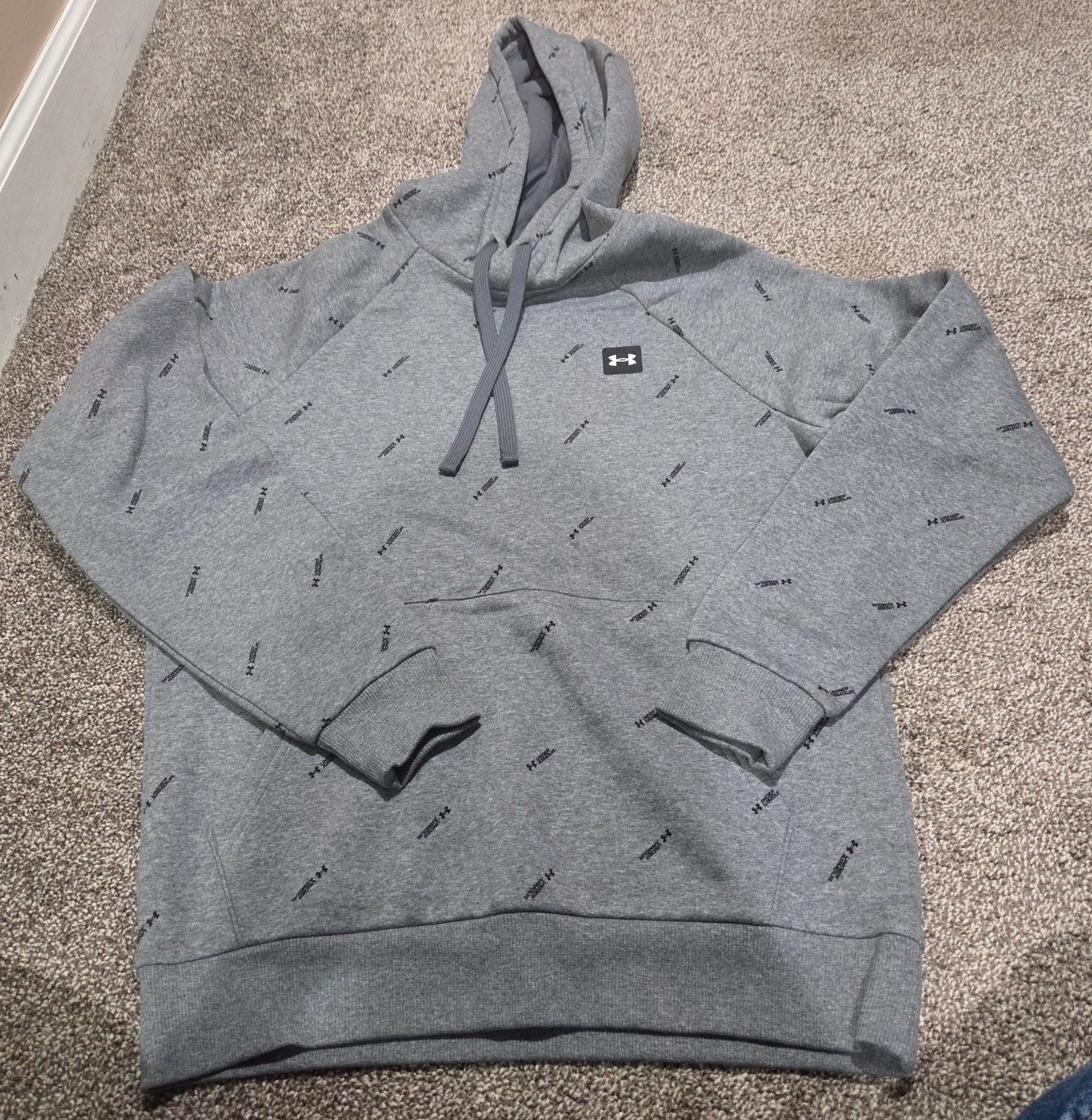Under Armour Rival Fleece Hoodie Size SM Gray All Over Print 2