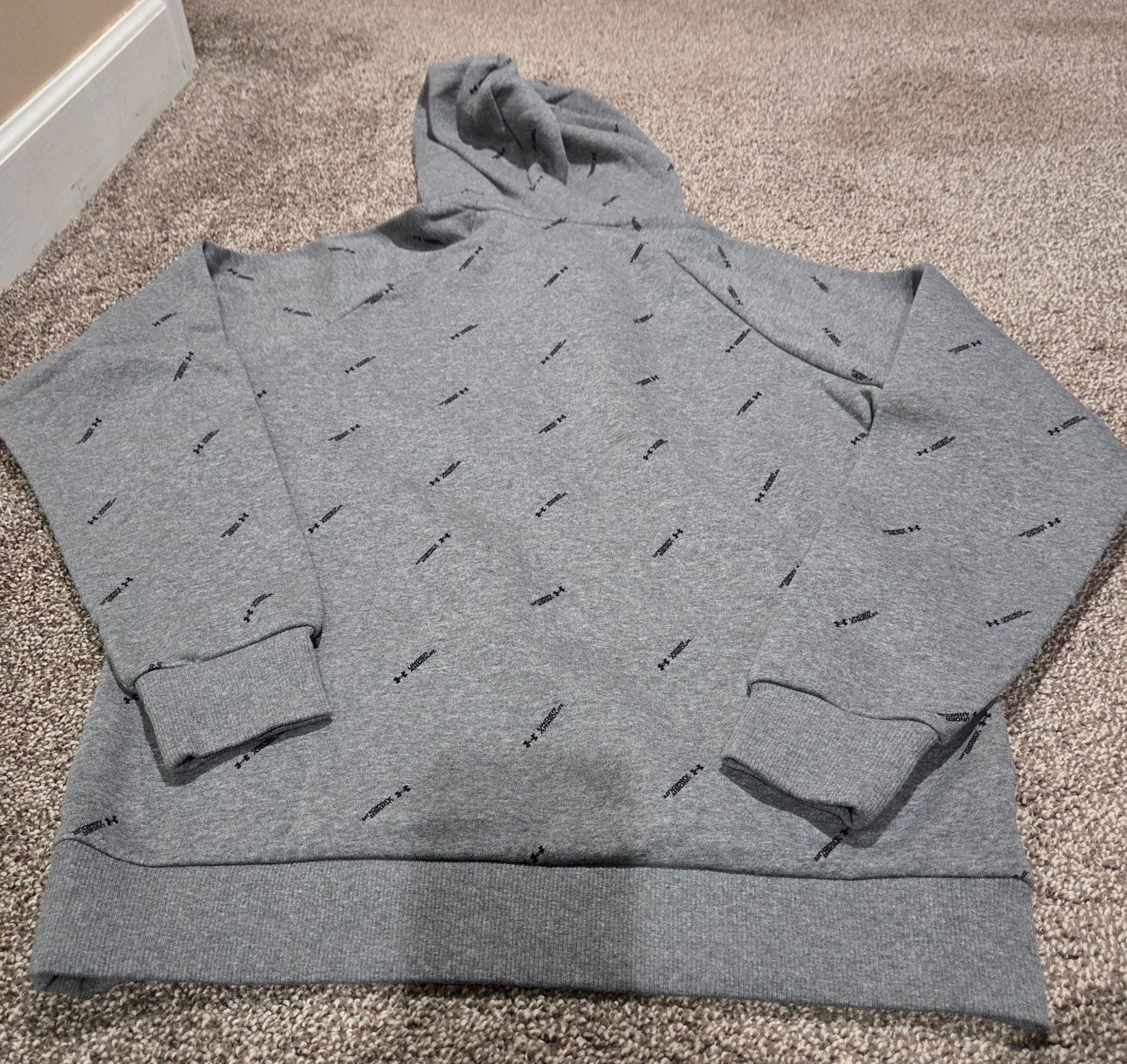 Under Armour Rival Fleece Hoodie Size SM Gray All Over Print 3