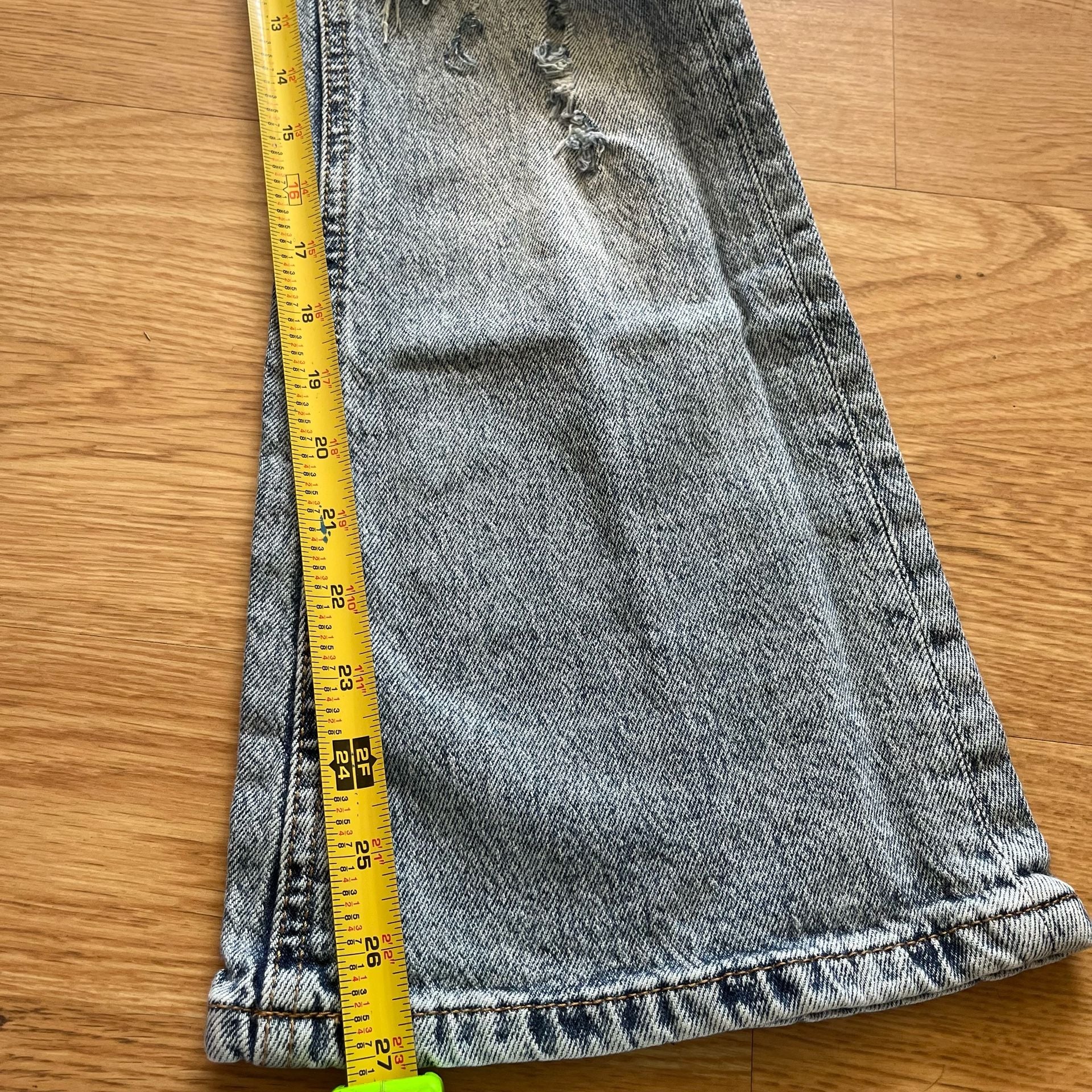 Aeropostale High Rise Flare Jeans Distressed Acid Wash Womens 000 Short 11