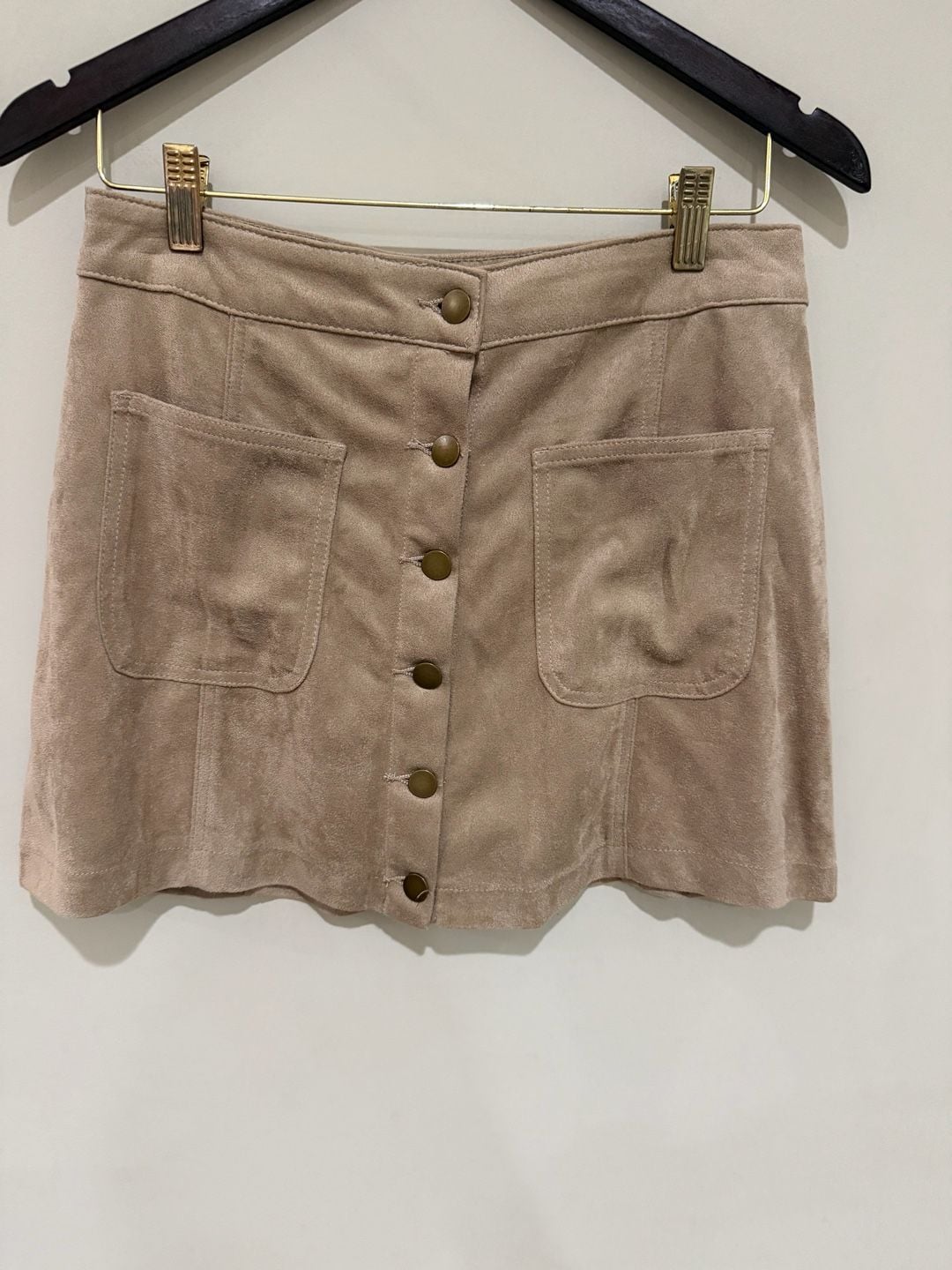 Altar'd State Skirt Size S Stone Faux Suede Button Front Mini 2