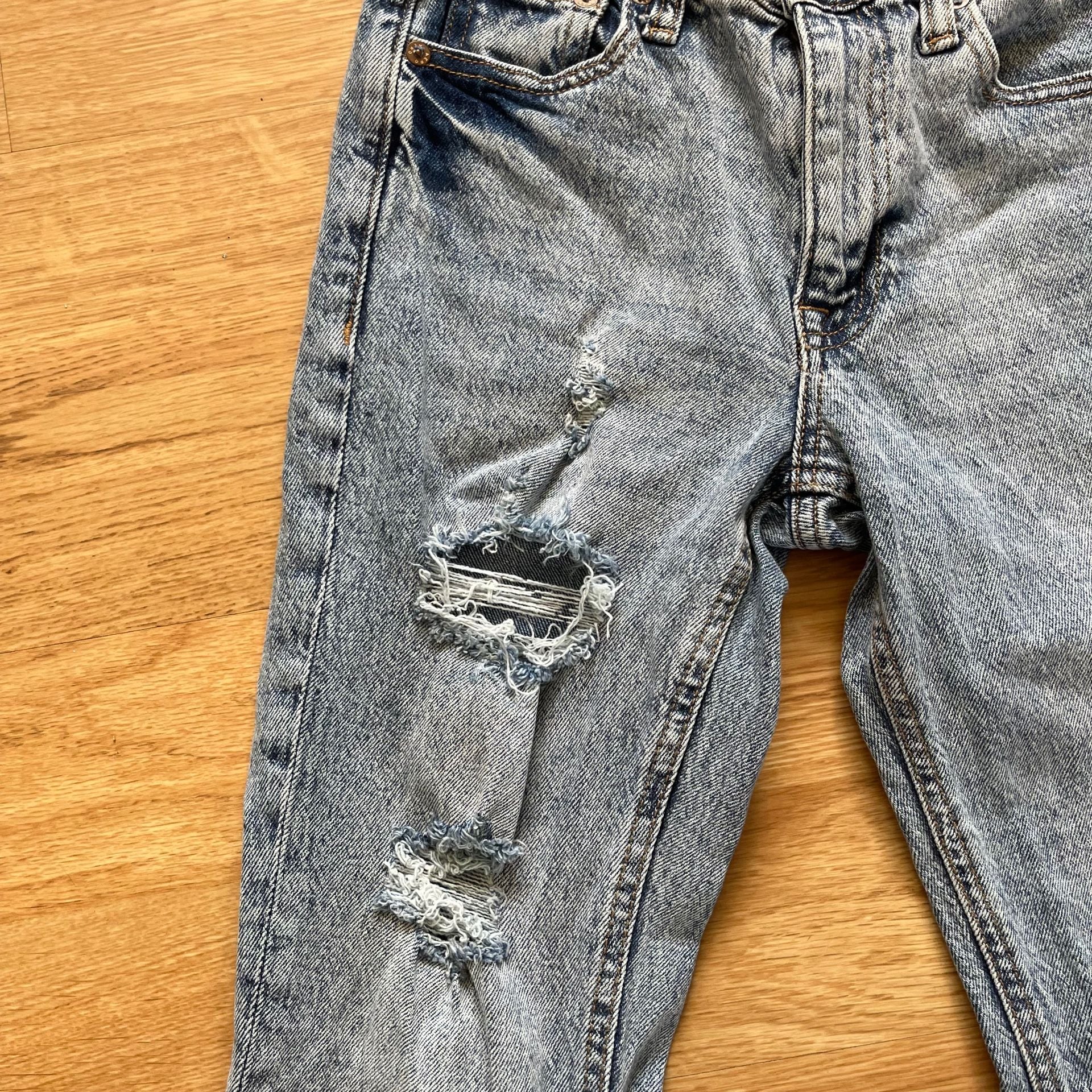 Aeropostale High Rise Flare Jeans Distressed Acid Wash Womens 000 Short 7