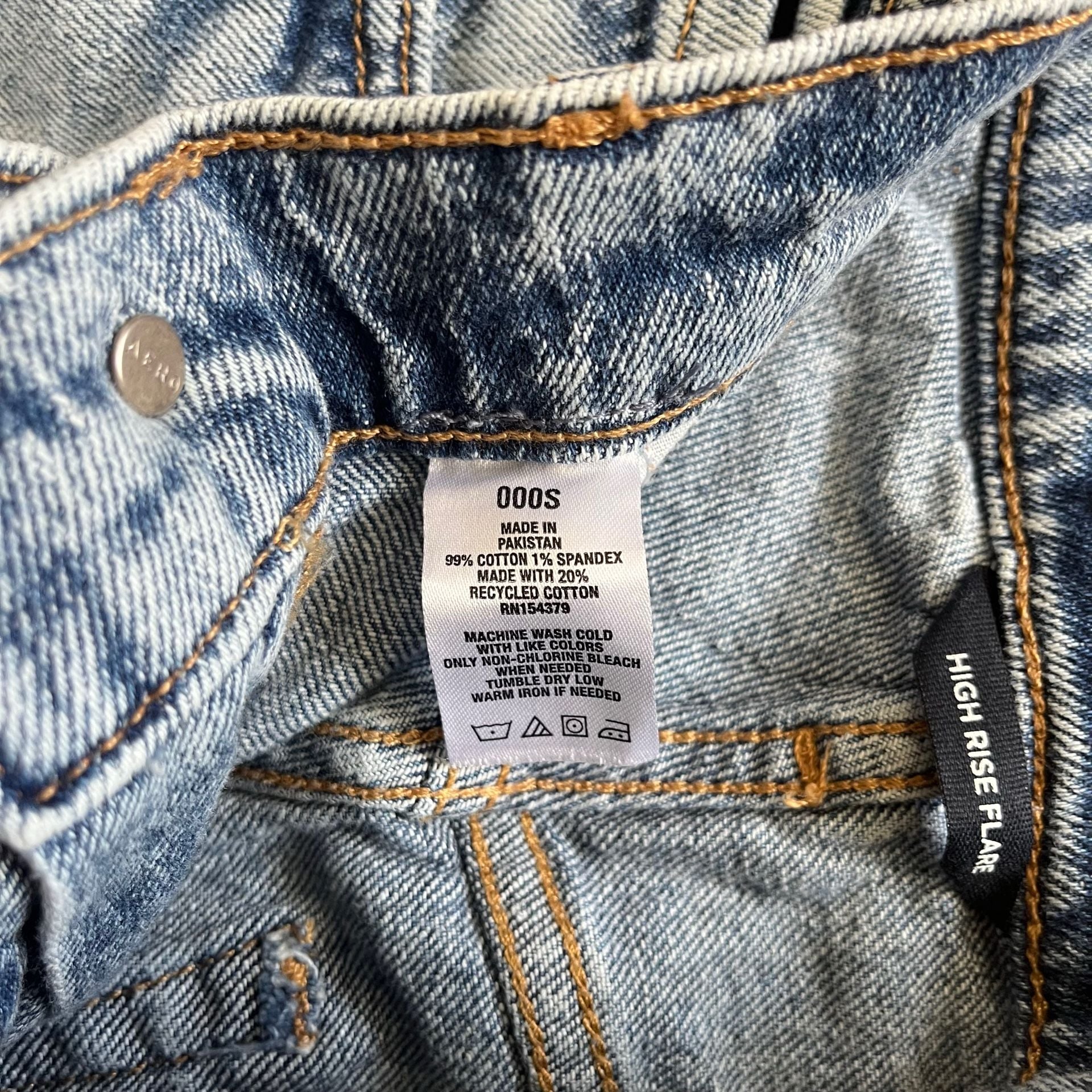 Aeropostale High Rise Flare Jeans Distressed Acid Wash Womens 000 Short 8
