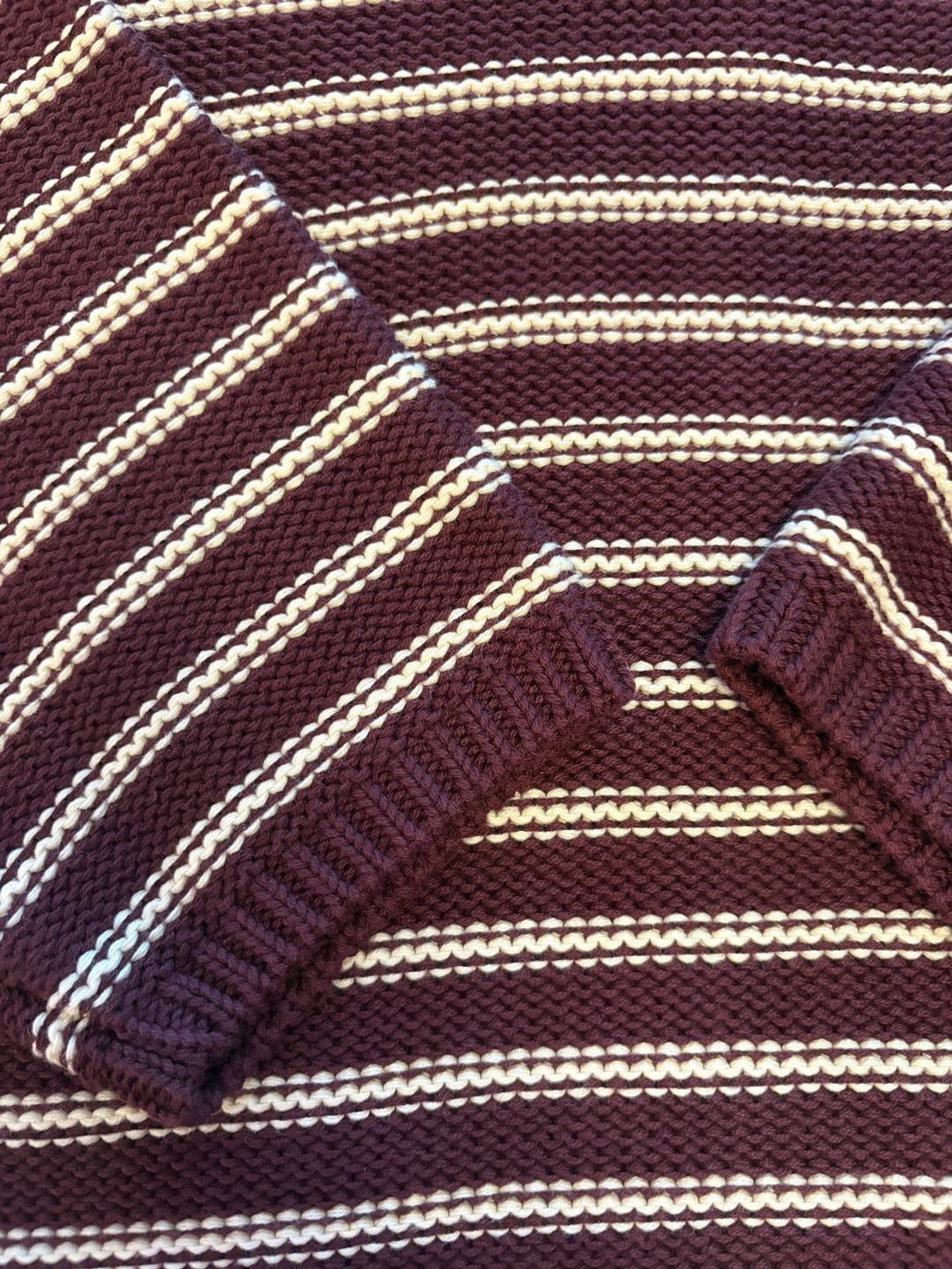American Eagle Striped V-Neck Sweater Size M Brown 4