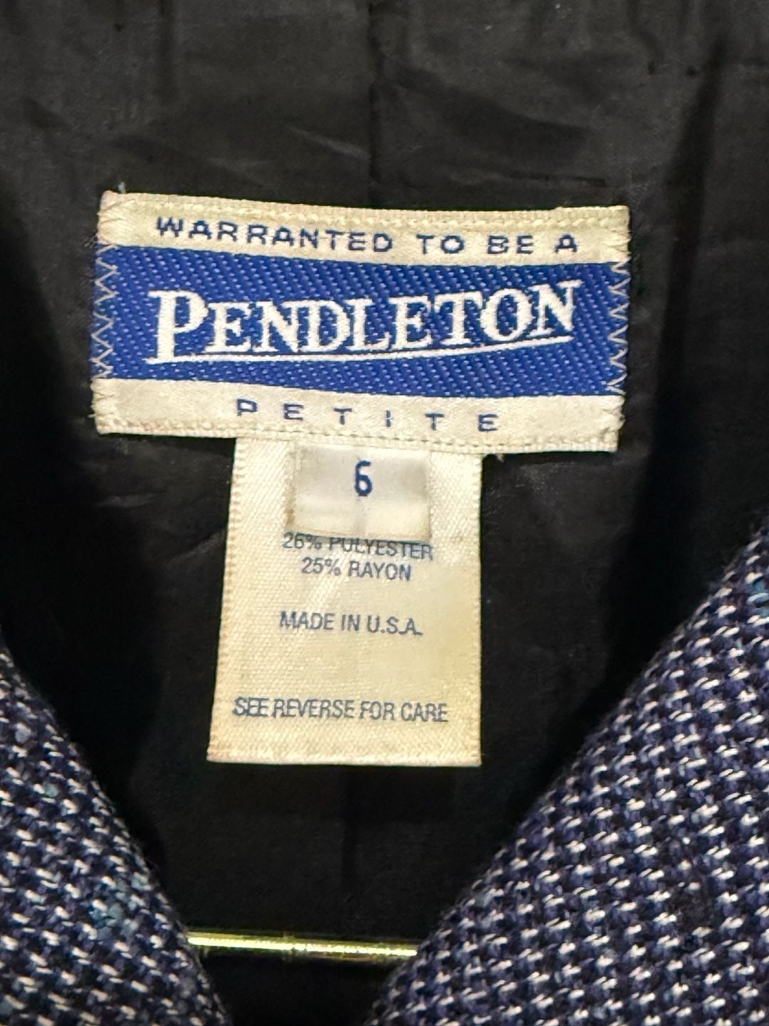 Pendleton Wool Blend Blazer Jacket Size 6 Blue Petite 4