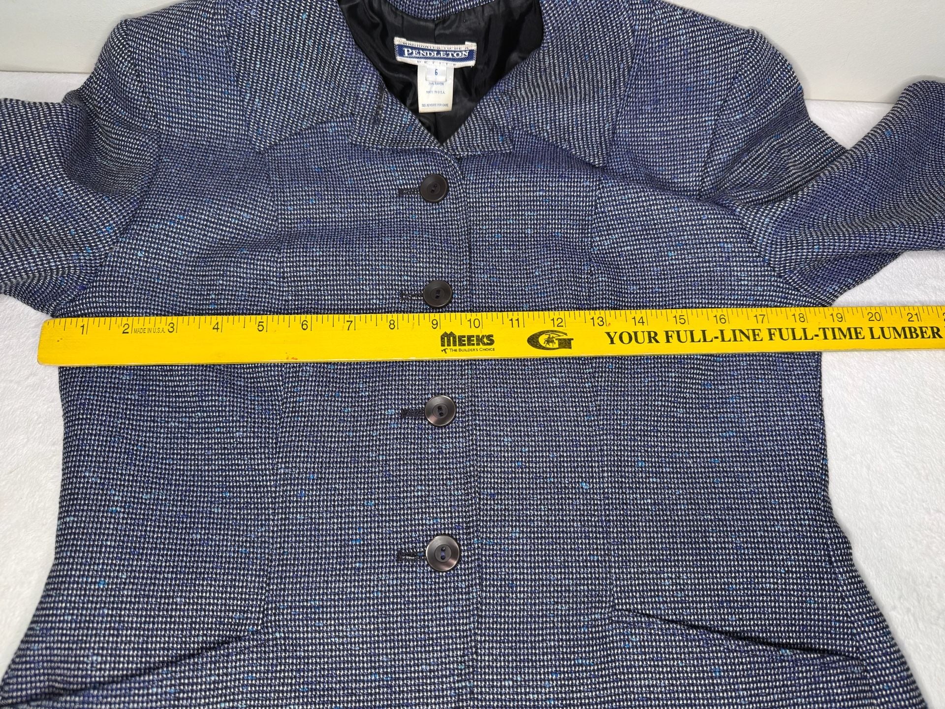 Pendleton Wool Blend Blazer Jacket Size 6 Blue Petite 8