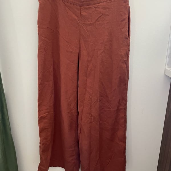 Nicole Miller New York Pants Size S Rust Red Wide Leg