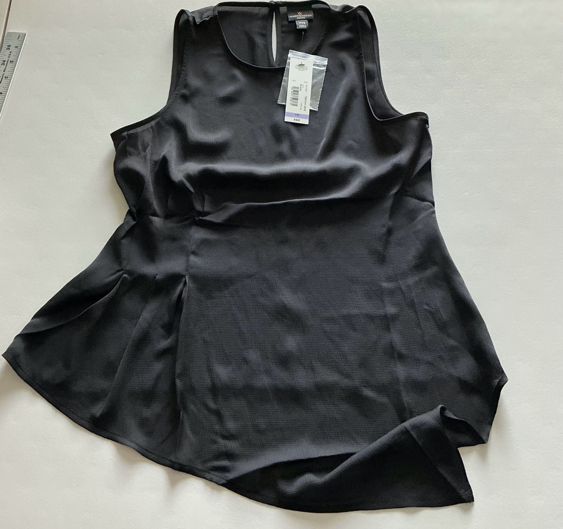 Worthington Petite Peplum Top Size PXS Black 2