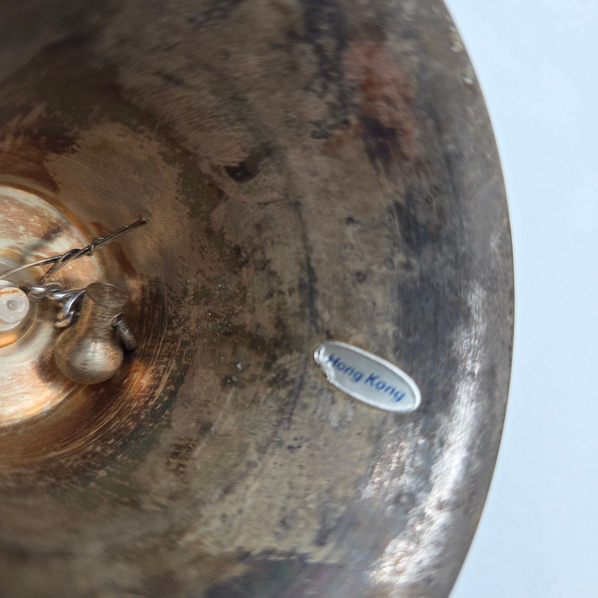 Vintage Silver Plated Metal Hand Bell Tarnish Finish Hong Kong 6