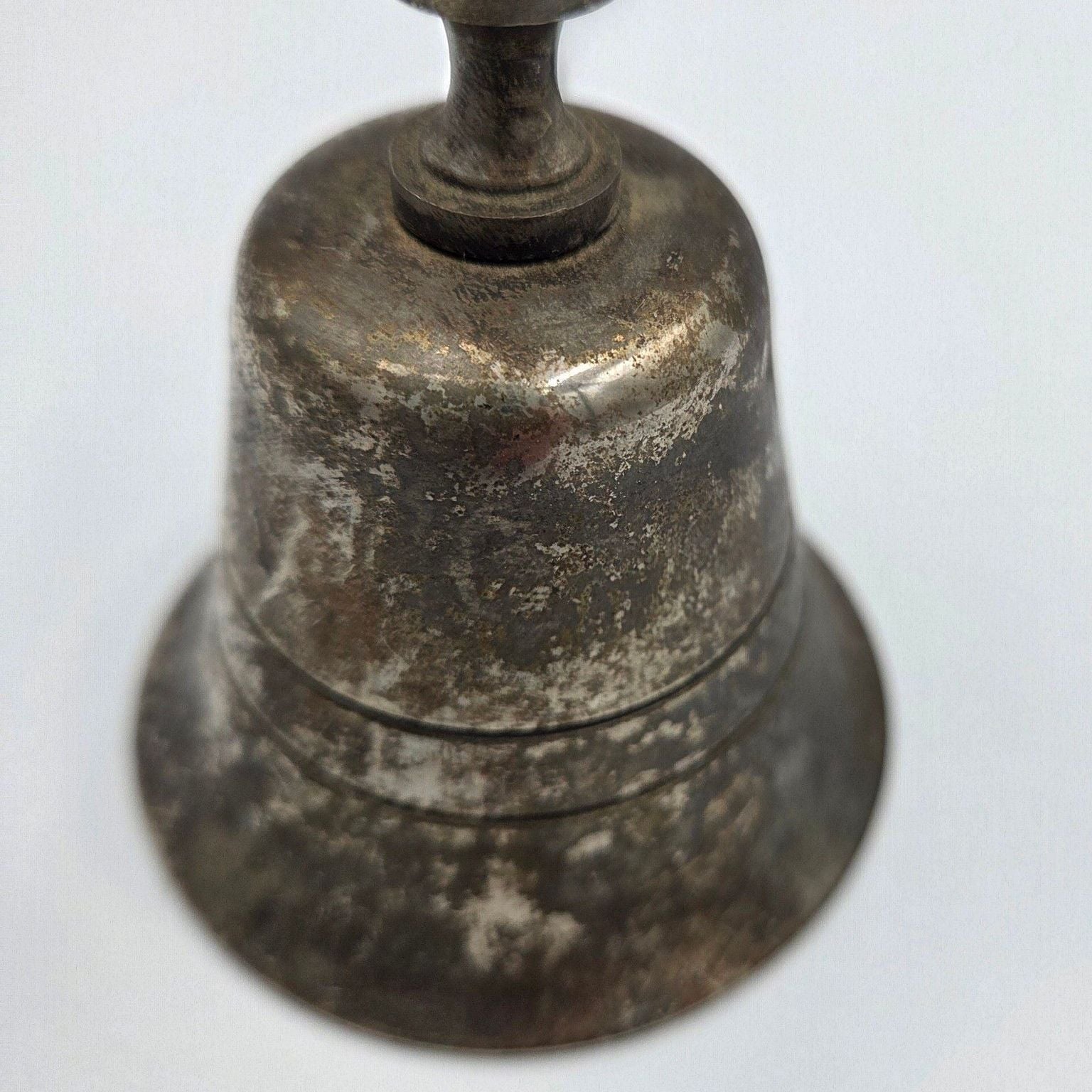 Vintage Silver Plated Metal Hand Bell Tarnish Finish Hong Kong 2