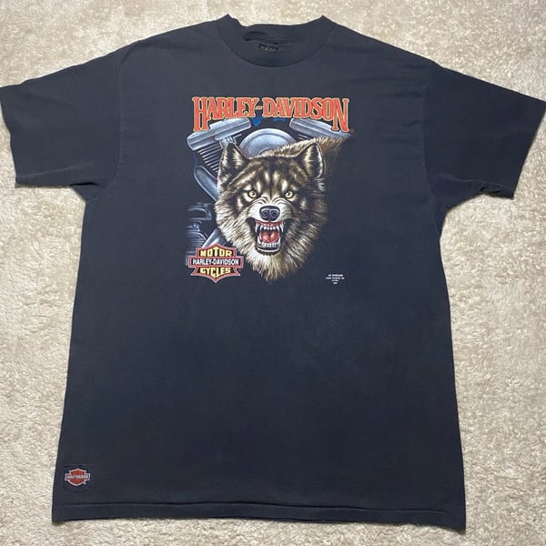 Vintage 1991 Harley Davidson 3D Emblem T Shirt 2XL Hawaii Honolulu Wolf Eagle