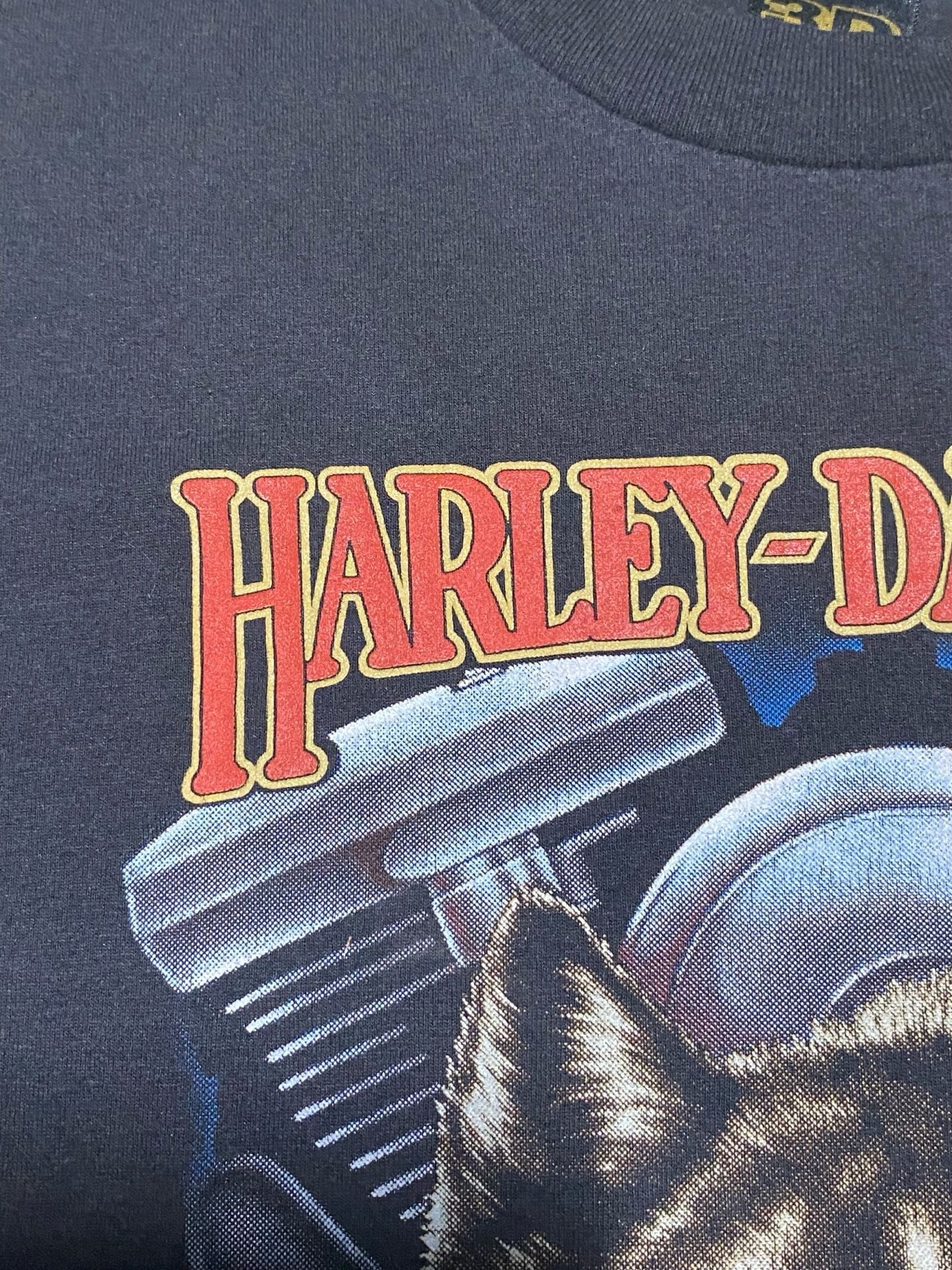 Vintage 1991 Harley Davidson 3D Emblem T Shirt 2XL Hawaii Honolulu Wolf Eagle 6