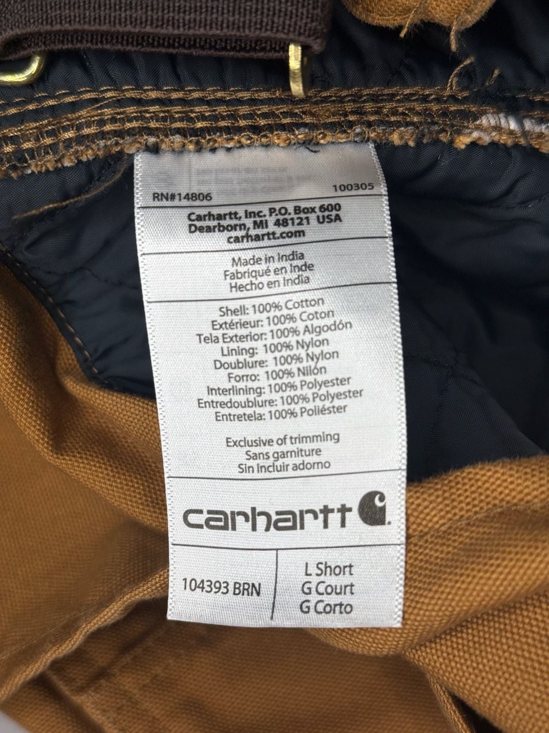 Carhartt Loose Fit Insulated Bib Overalls L Short Brown 4
