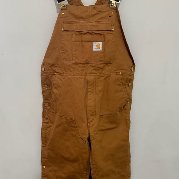 Carhartt Loose Fit Insulated Bib Overalls L Short Brown