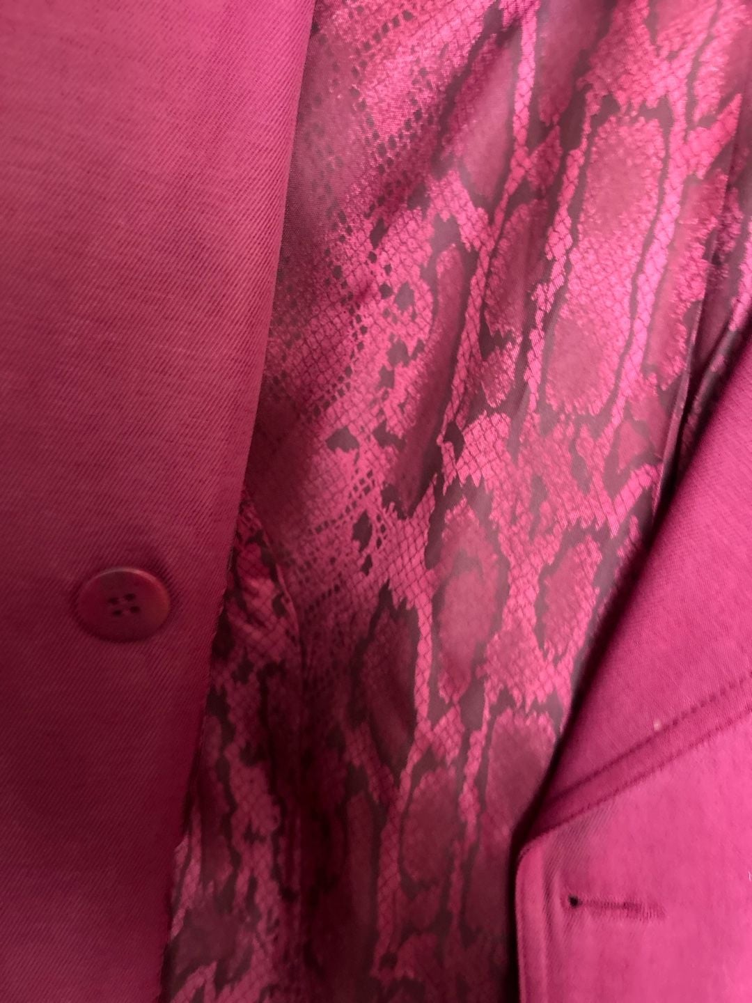 Cache Trench Coat Size 4 Pink Snake Print Lining Double Breasted 4