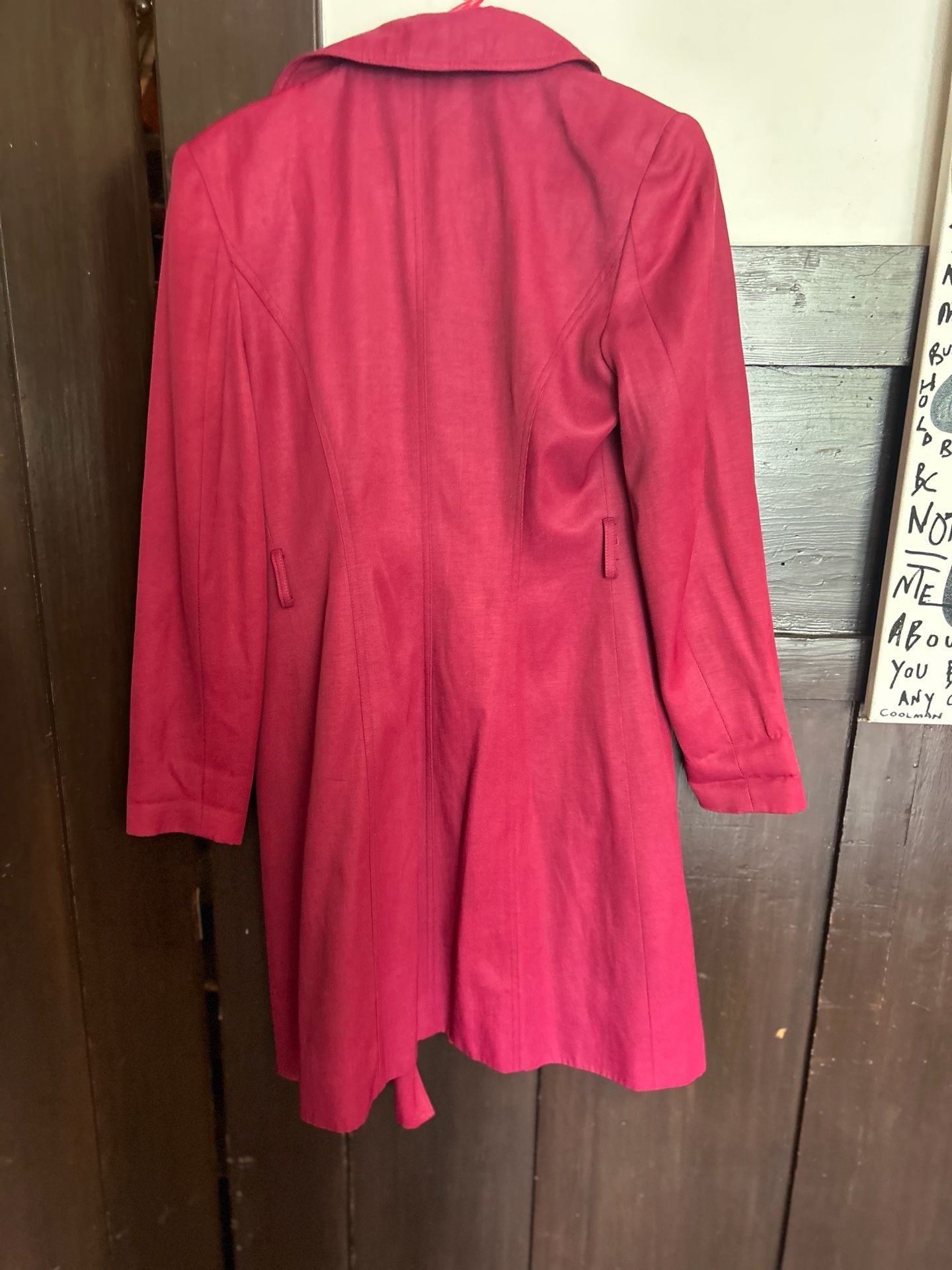 Cache Trench Coat Size 4 Pink Snake Print Lining Double Breasted 5