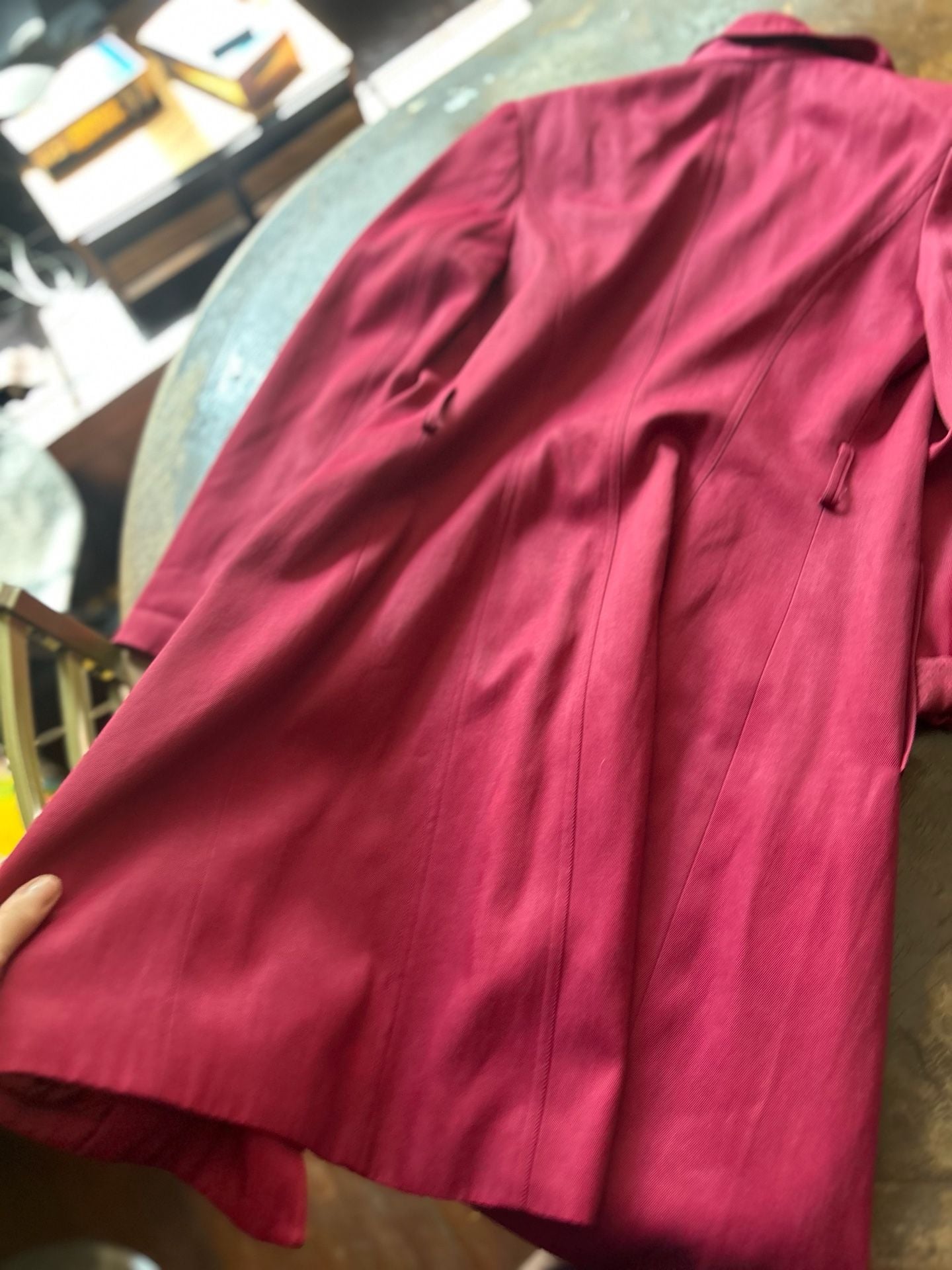 Cache Trench Coat Size 4 Pink Snake Print Lining Double Breasted 9