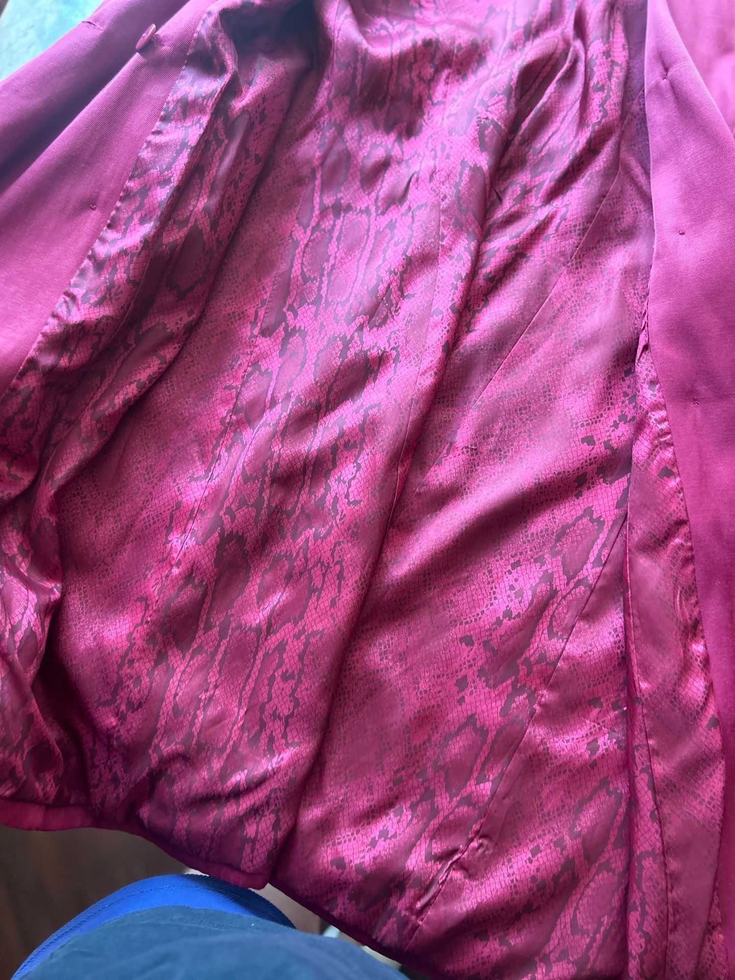 Cache Trench Coat Size 4 Pink Snake Print Lining Double Breasted 11