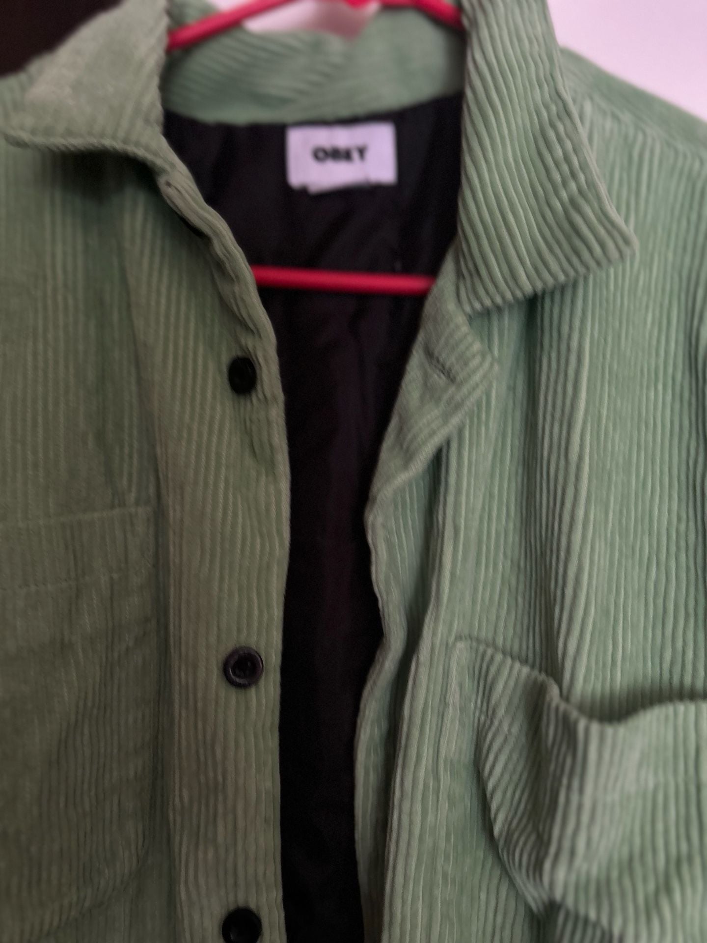 Obey Corduroy Shacket Size L Green Jacket Overshirt 2