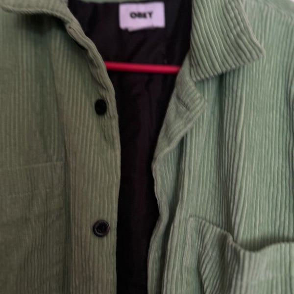 Obey Corduroy Shacket Size L Green Jacket Overshirt