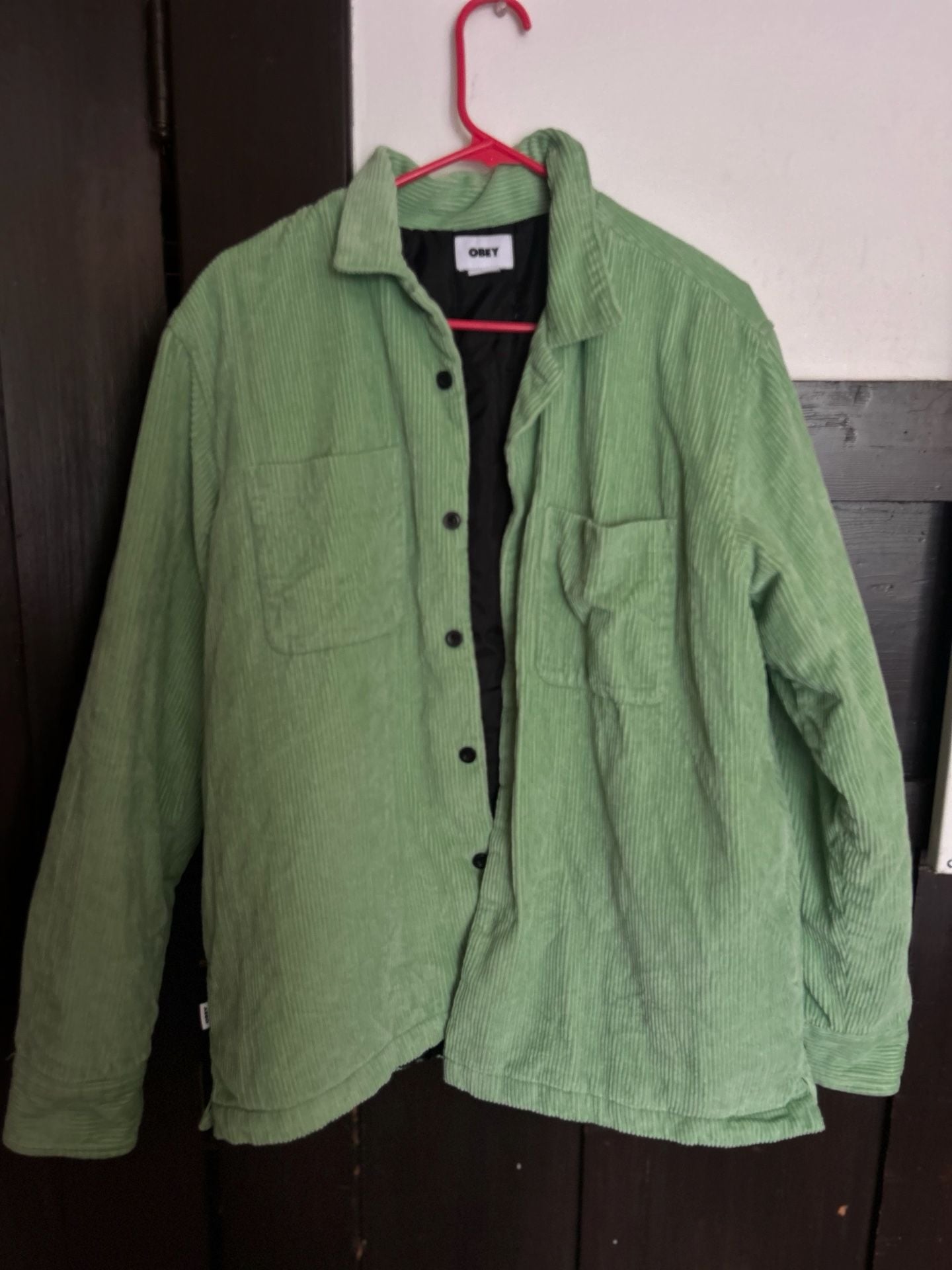 Obey Corduroy Shacket Size L Green Jacket Overshirt 3
