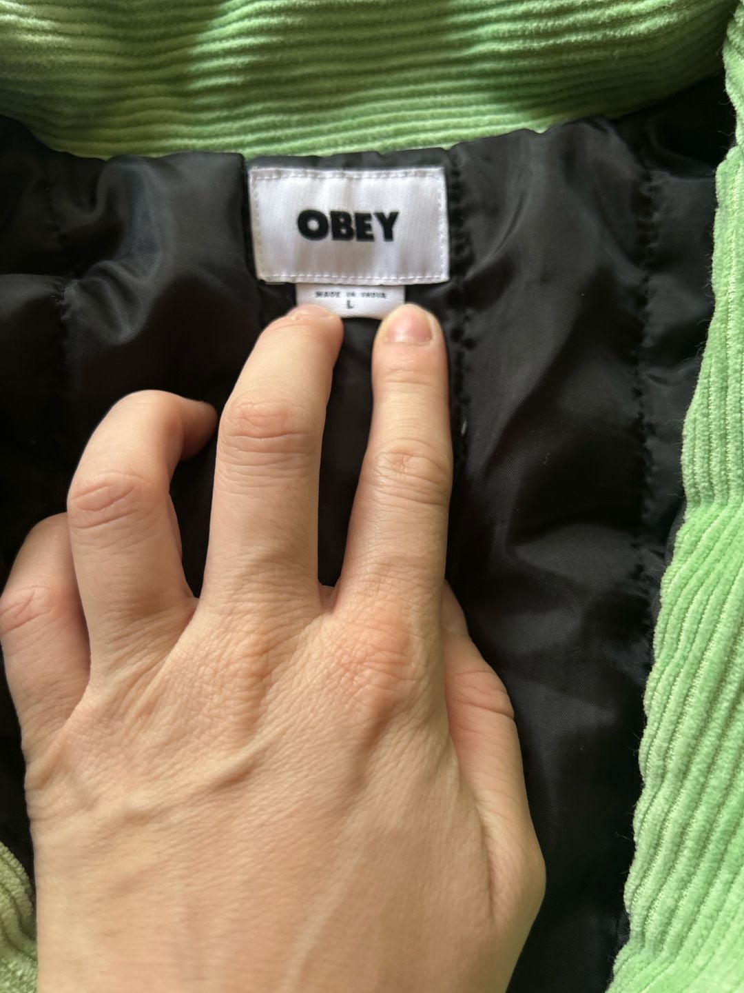 Obey Corduroy Shacket Size L Green Jacket Overshirt 5