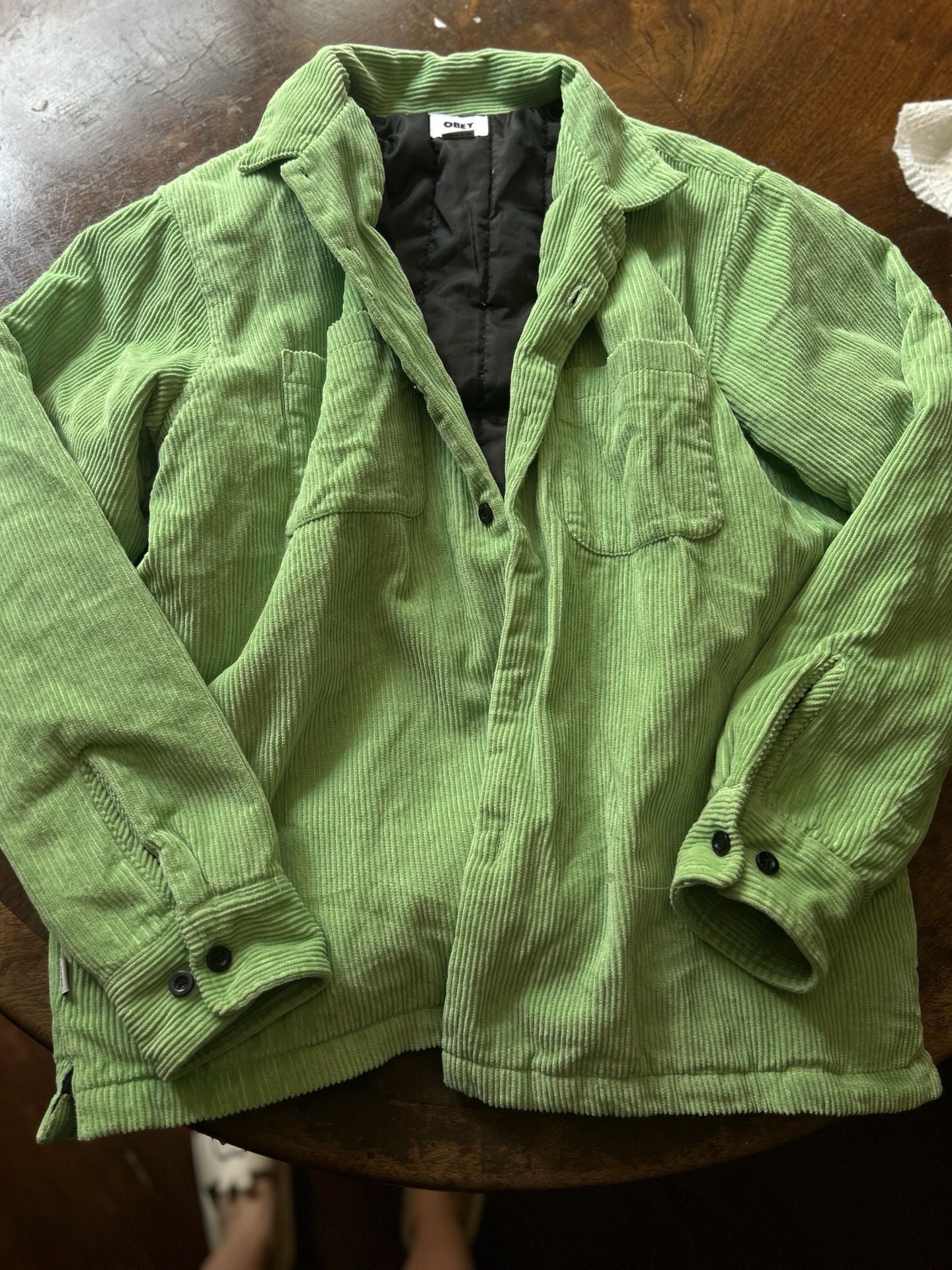 Obey Corduroy Shacket Size L Green Jacket Overshirt 9