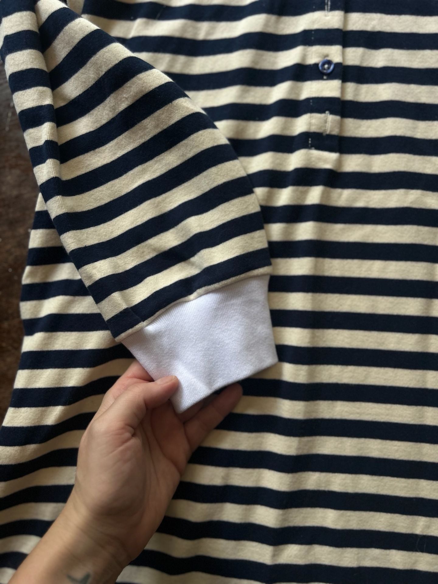 Buru Striped Rugby Dress Size M Black White Collar Puffed Sleeves 10
