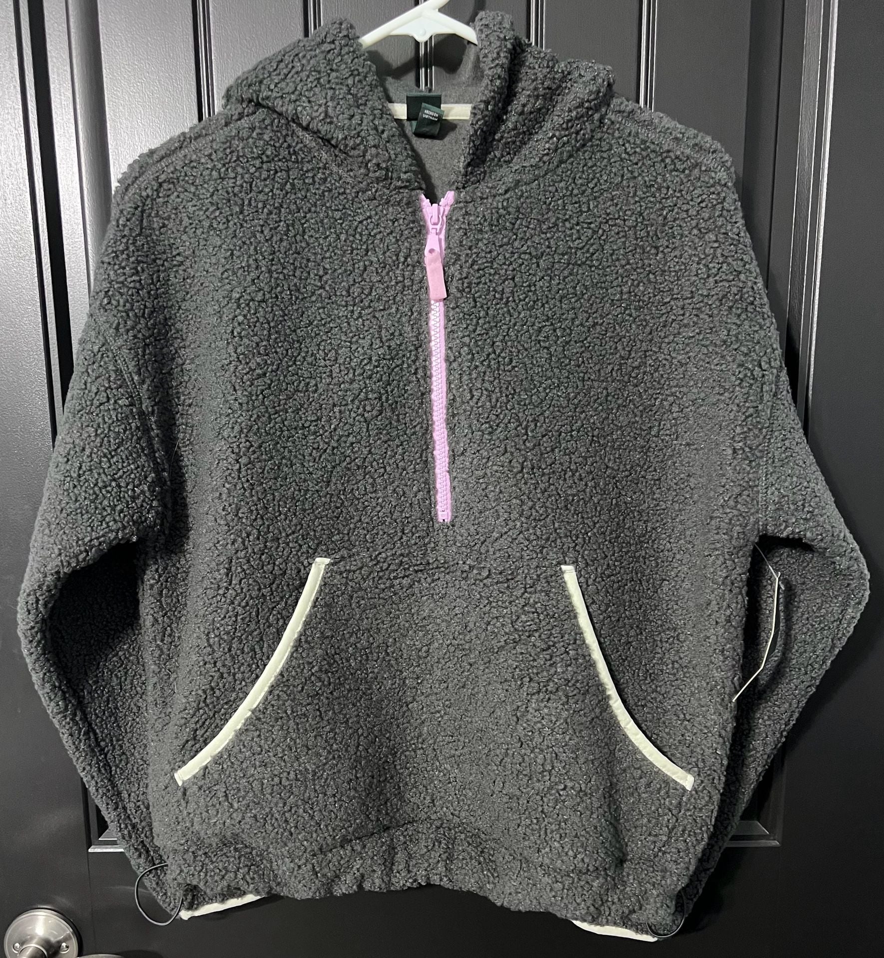 Wild Fable Half Zip Sherpa Hoodie Size XS Gray 2