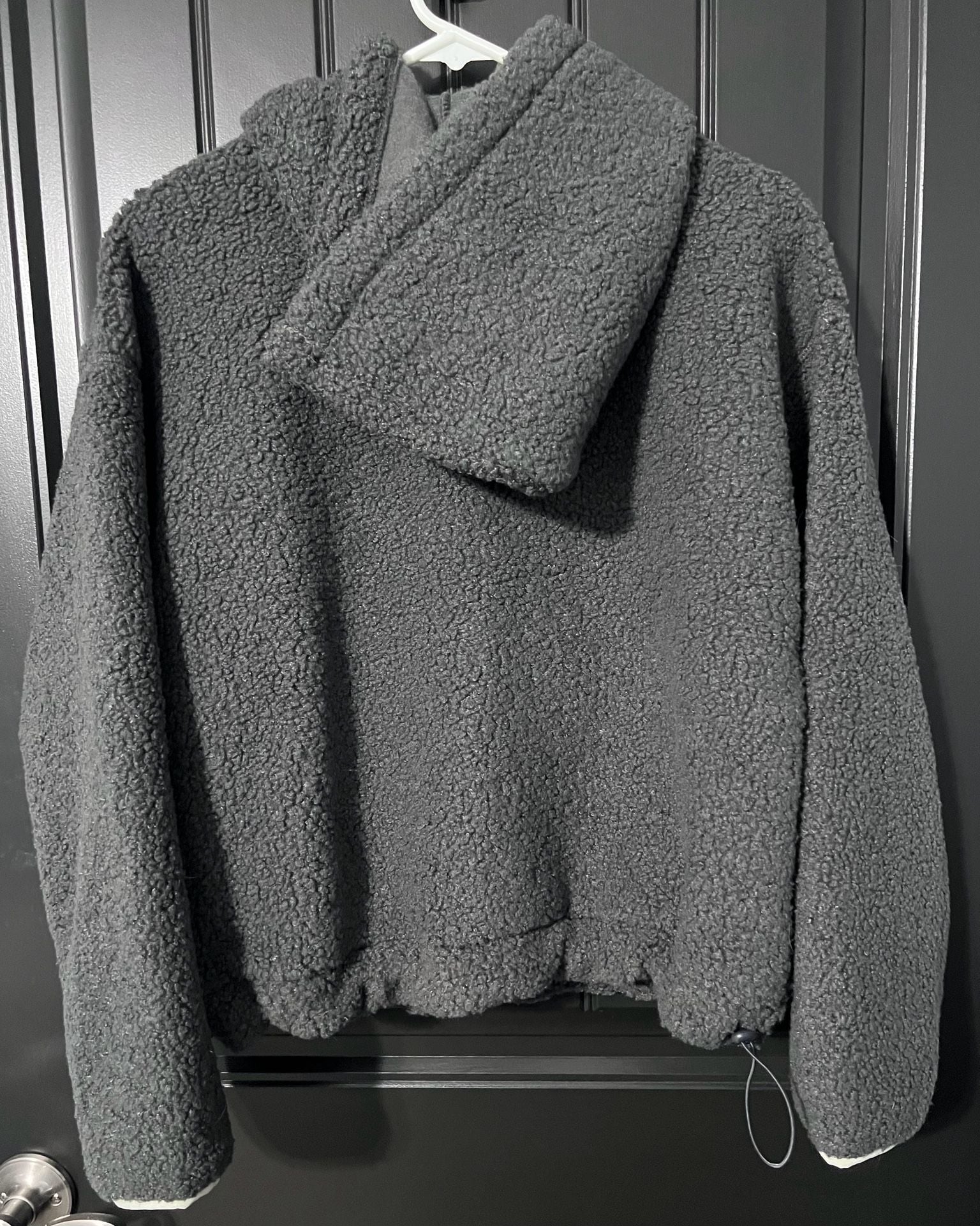 Wild Fable Half Zip Sherpa Hoodie Size XS Gray 4