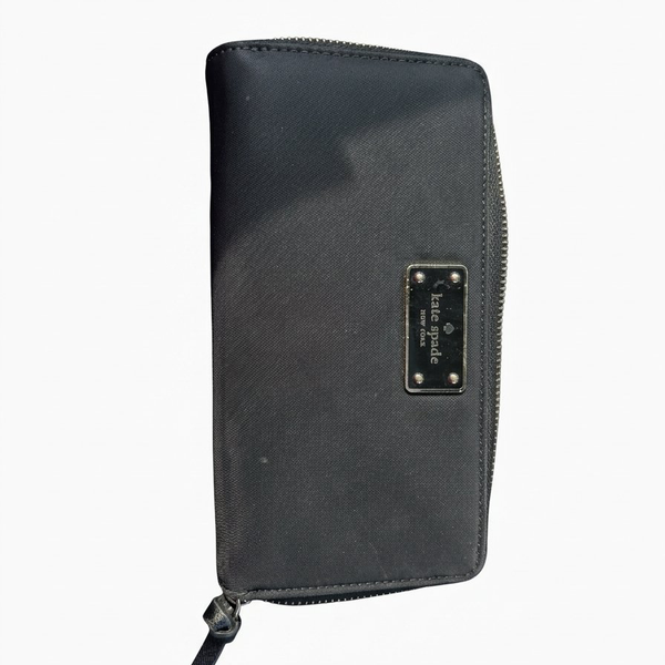 Kate Spade Black Nylon Zip Around Wallet