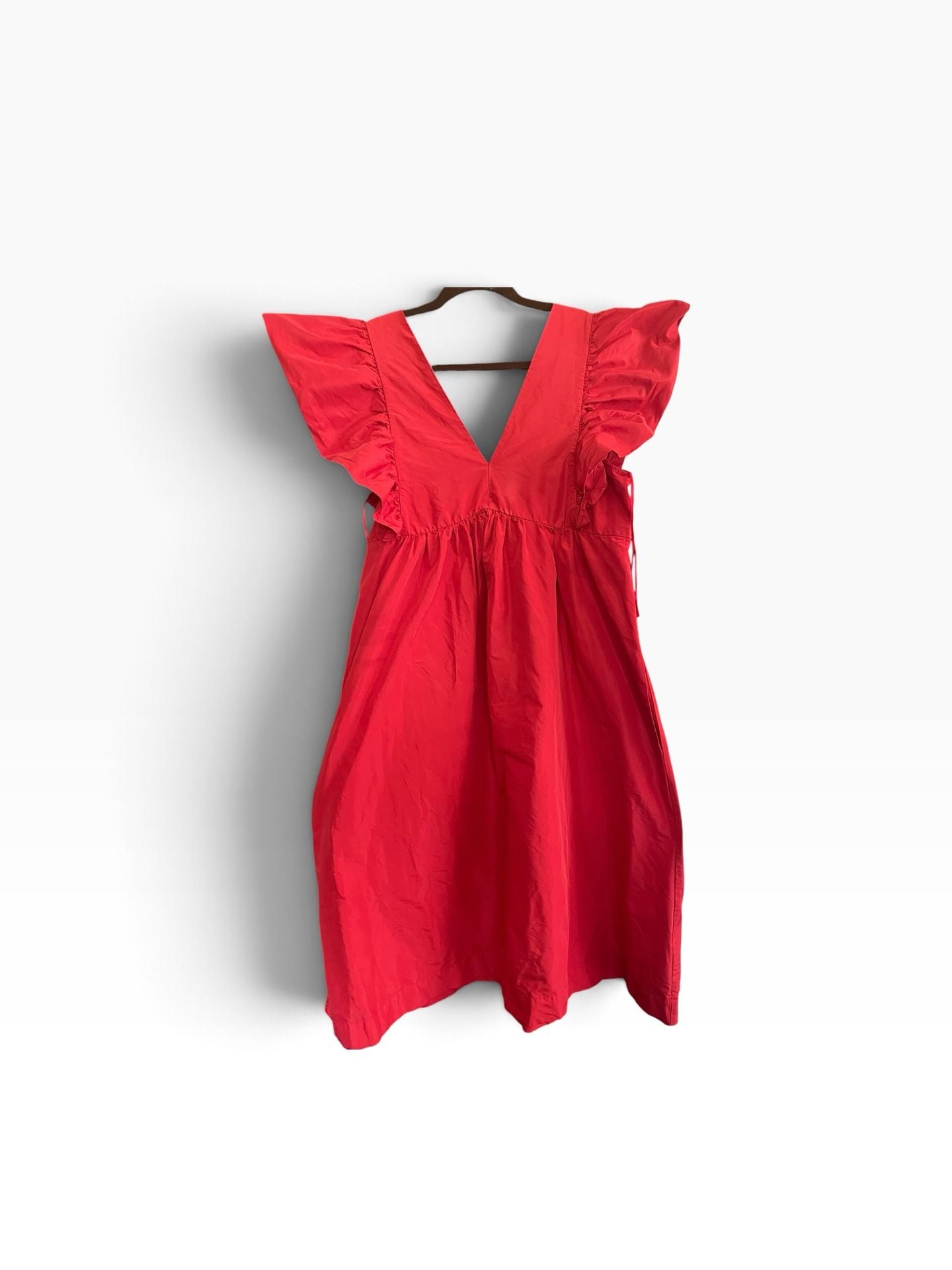 Maeve Anthropologie Red Ruffle Flutter Sleeve Empire Waist Midi Dress M 7