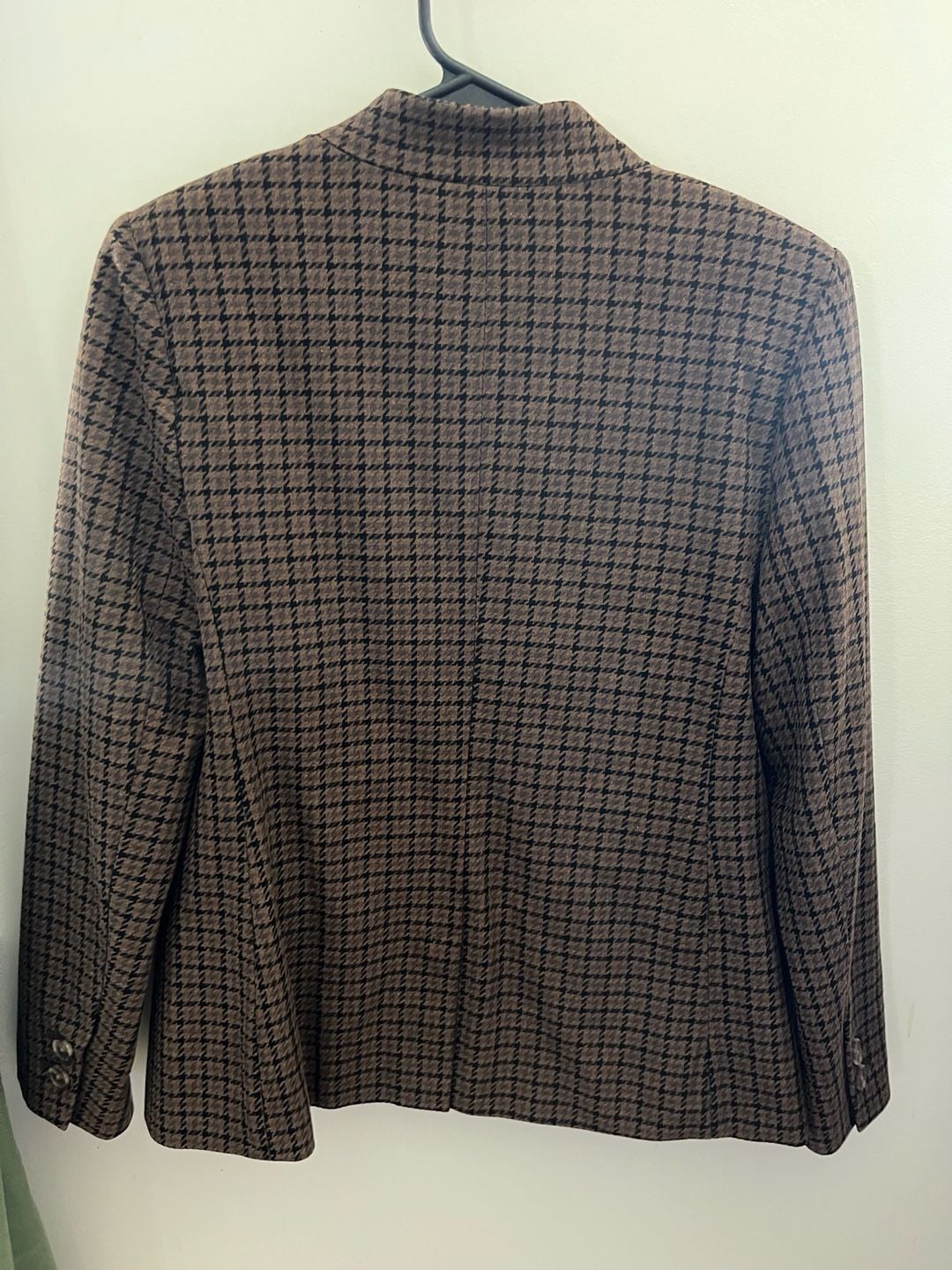 Old Navy Houndstooth Blazer Size S Brown Plaid Collarless 3