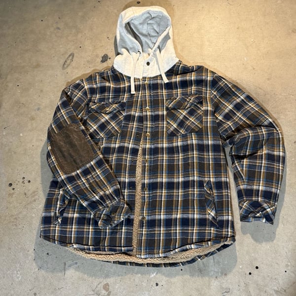 Legendary Whitetails Camp Night Hooded Flannel Size 2XL Plaid Sherpa Lined