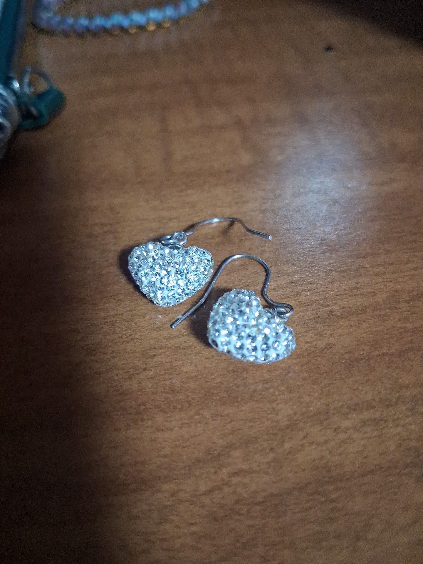 Unbranded Crystal Pavé Heart Dangle Earrings Silver Tone 3