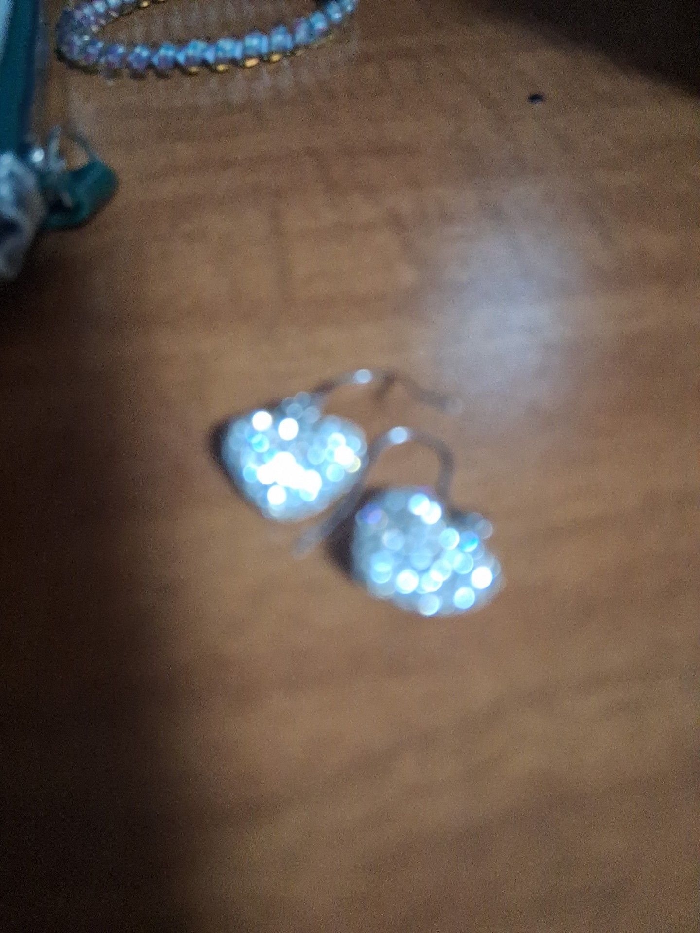 Unbranded Crystal Pavé Heart Dangle Earrings Silver Tone 4